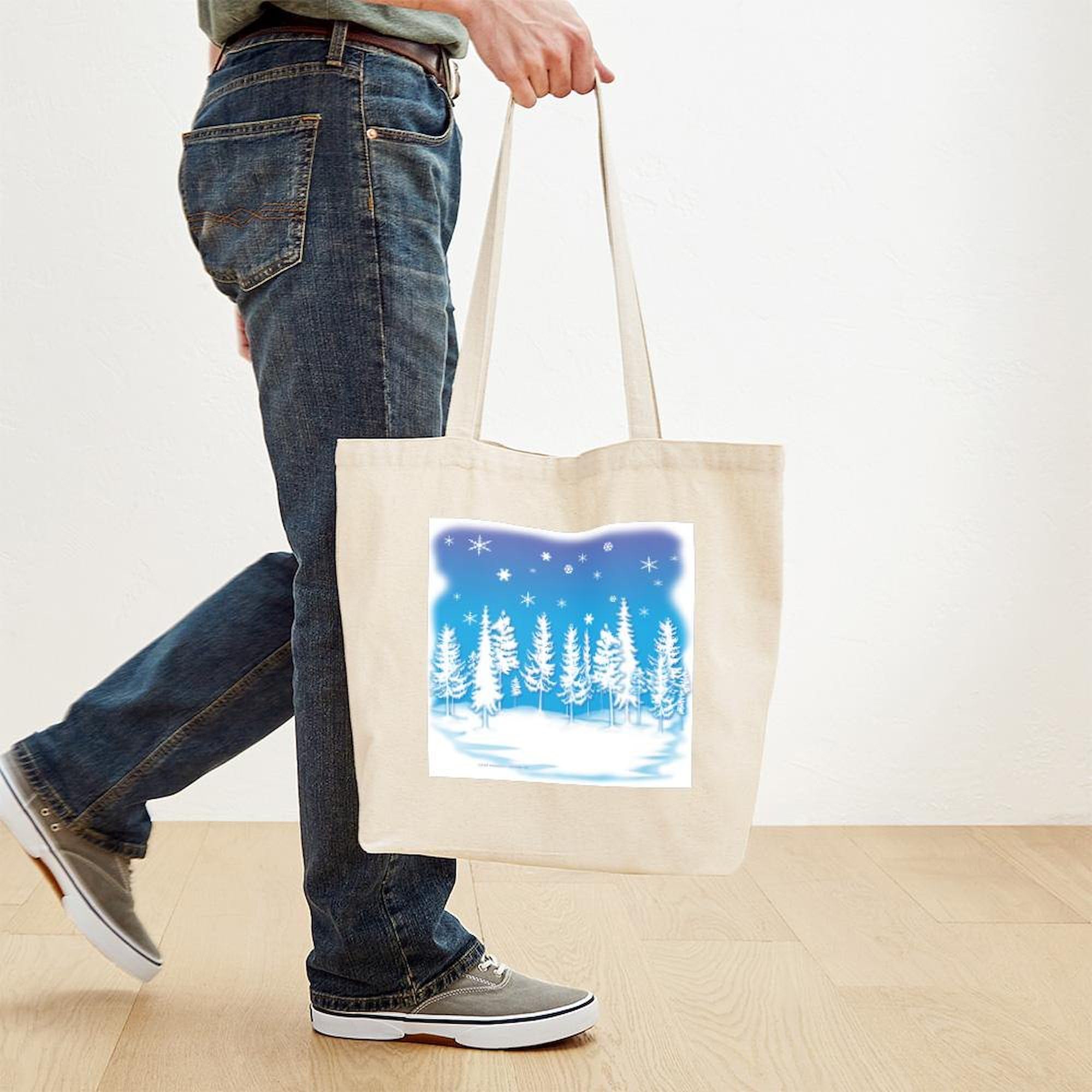 Eco-Friendly Winter Forest Canvas Tote Bag - Natural Reusable Shopping Bag for Groceries, Beach & Daily Use | Durable & Stylish Carryall