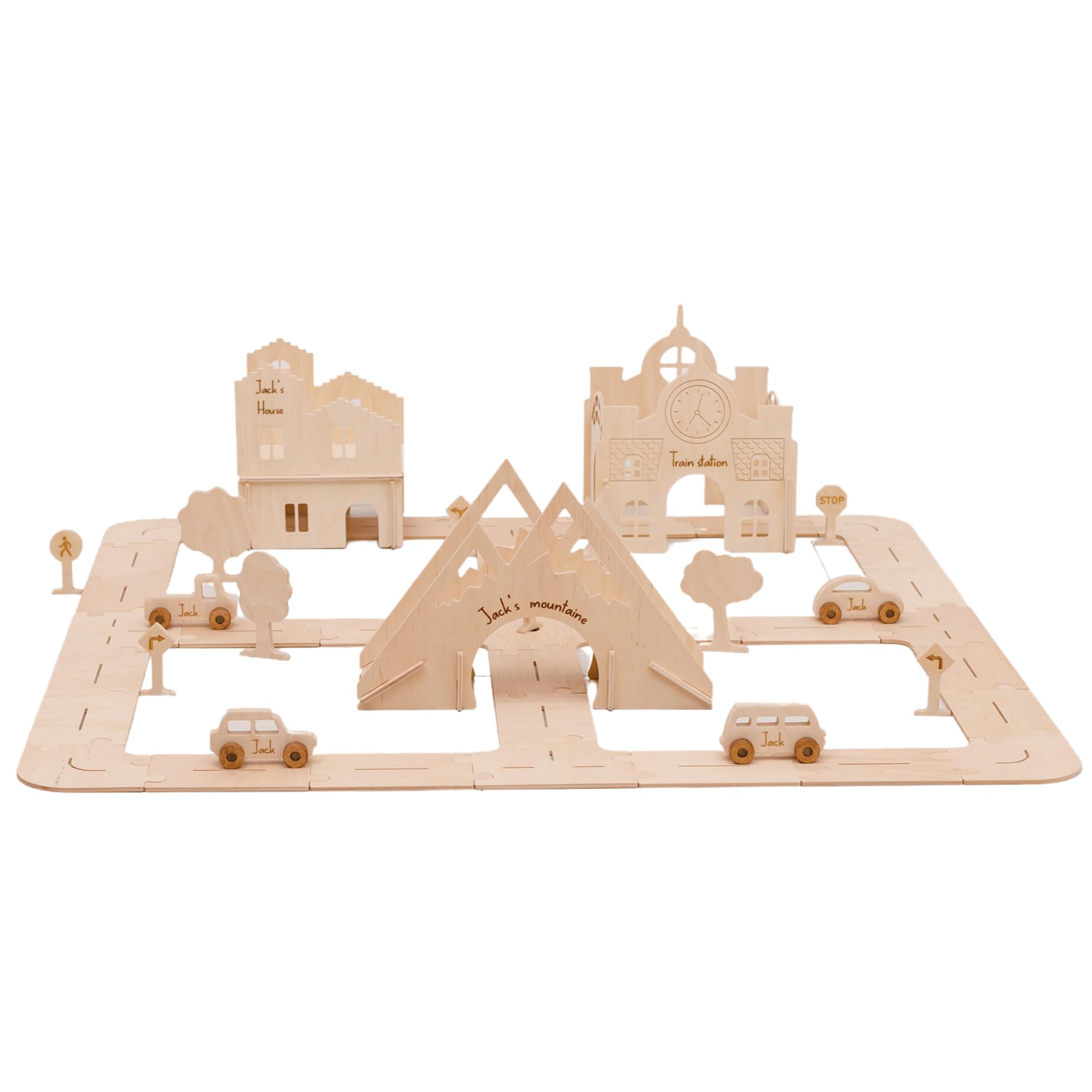 Personalized Wooden Car Track Toy for Toddlers & Kids - Extra Large Educational Race Track Set for Boys - Wooden Toys for Learning & Play - Perfect for Indoor Playrooms & Birthday Gifts - Great Christmas Present for Boys 3-6 Years Old