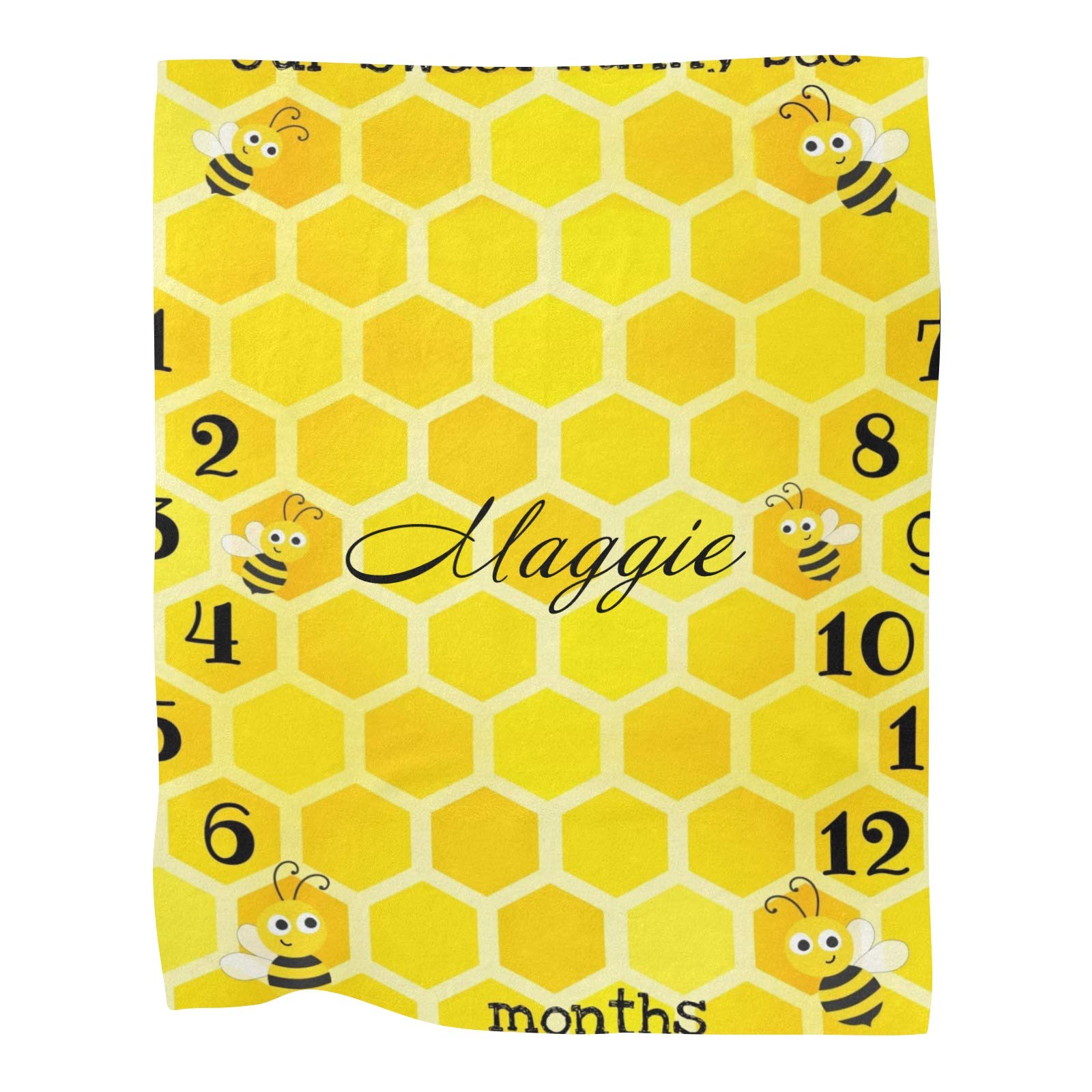 Anneunique Personalized Baby Blanket with Name - Cute Bee Design Fleece Nursery Throw for Boys & Girls - 30x40 Inch Custom Blanket for Birthdays, Baby Showers & Nursery Decor