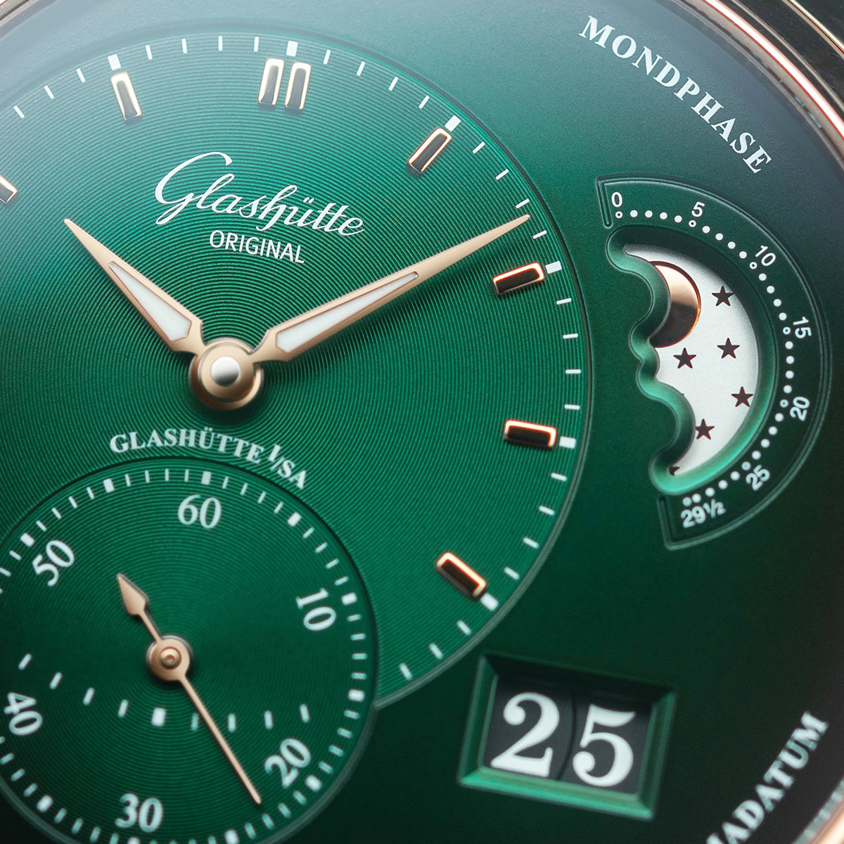 Glashutte Original Pano Matic Lunar 18K Red Gold Men's Luxury Watch - Perfect for Business, Formal Events & Collectors