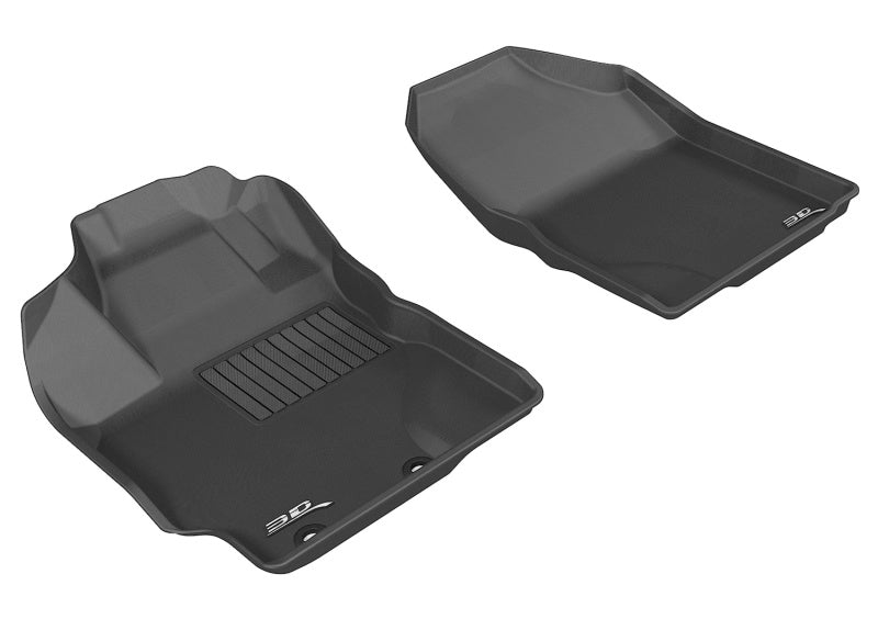 3D MAXpider Custom Fit All-Weather Floor Mats for 2012-2018 Toyota Yaris & Scion XD - Kagu Series (1st Row, Black) | Durable Car Floor Liners for Protection Against Mud, Snow & Spills