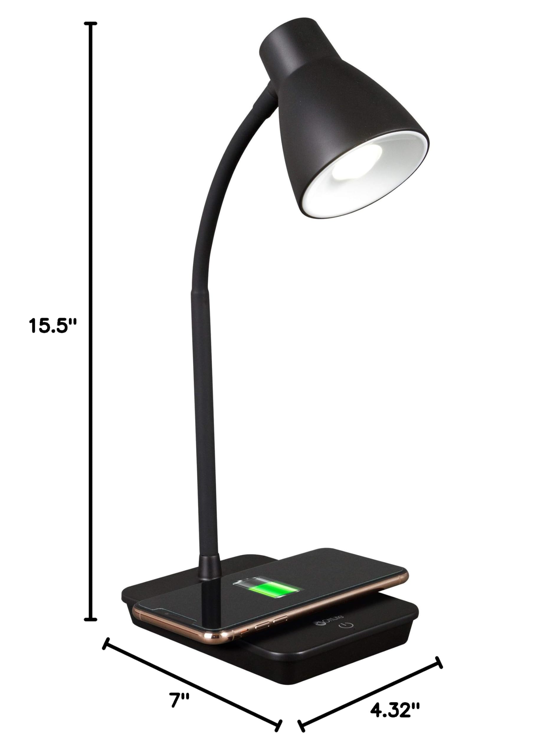 OttLite Infuse LED Desk Lamp with Wireless Charging - Adjustable Brightness Eye-Caring Light for Home Office, Study & Reading (Perfect for Work, Remote Learning & Nighttime Reading)
