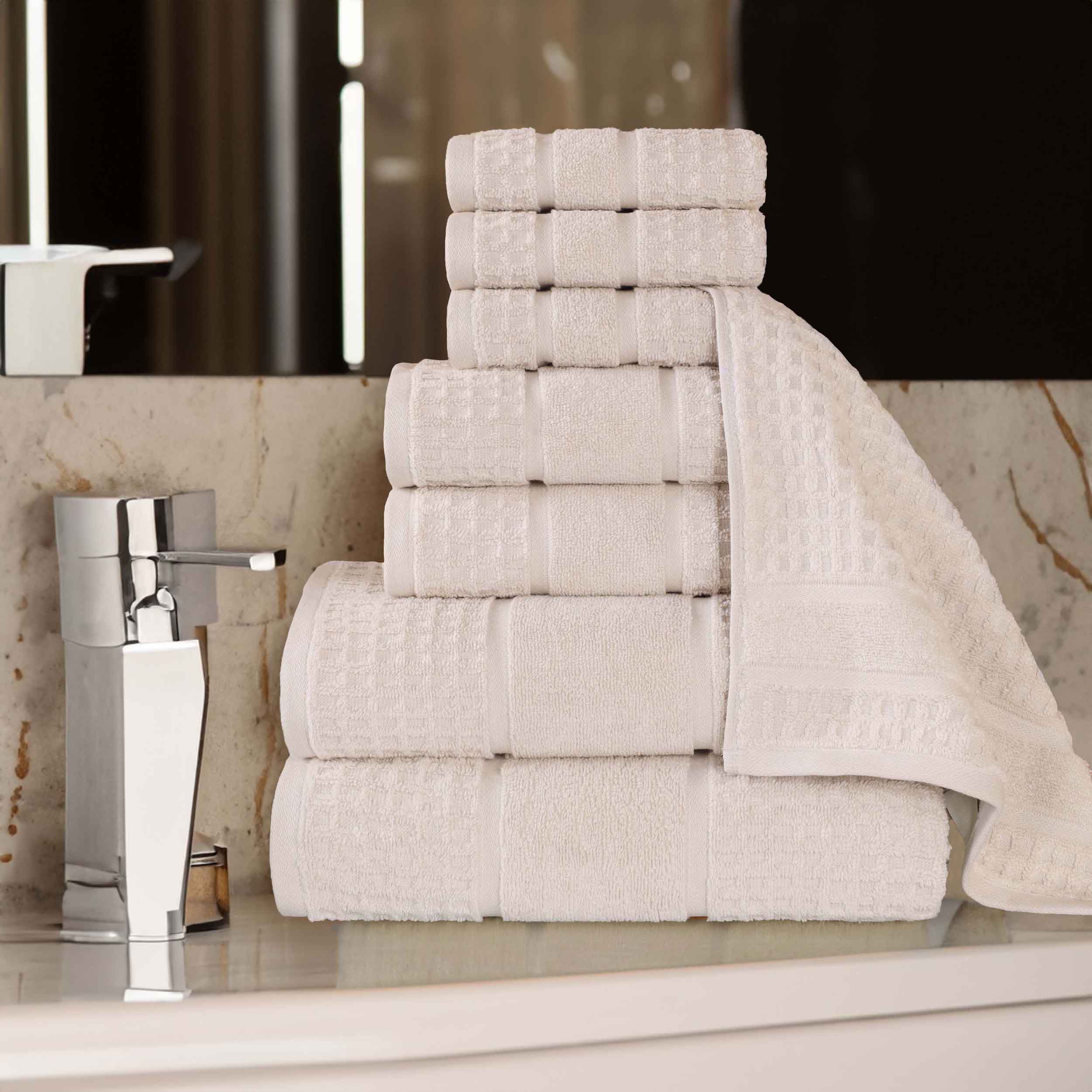 Premium 8-Piece Zero Twist Cotton Waffle Towel Set - Ultra Soft & Highly Absorbent Honeycomb Weave Bath Towels for Spa, Gym & Luxury Home Use