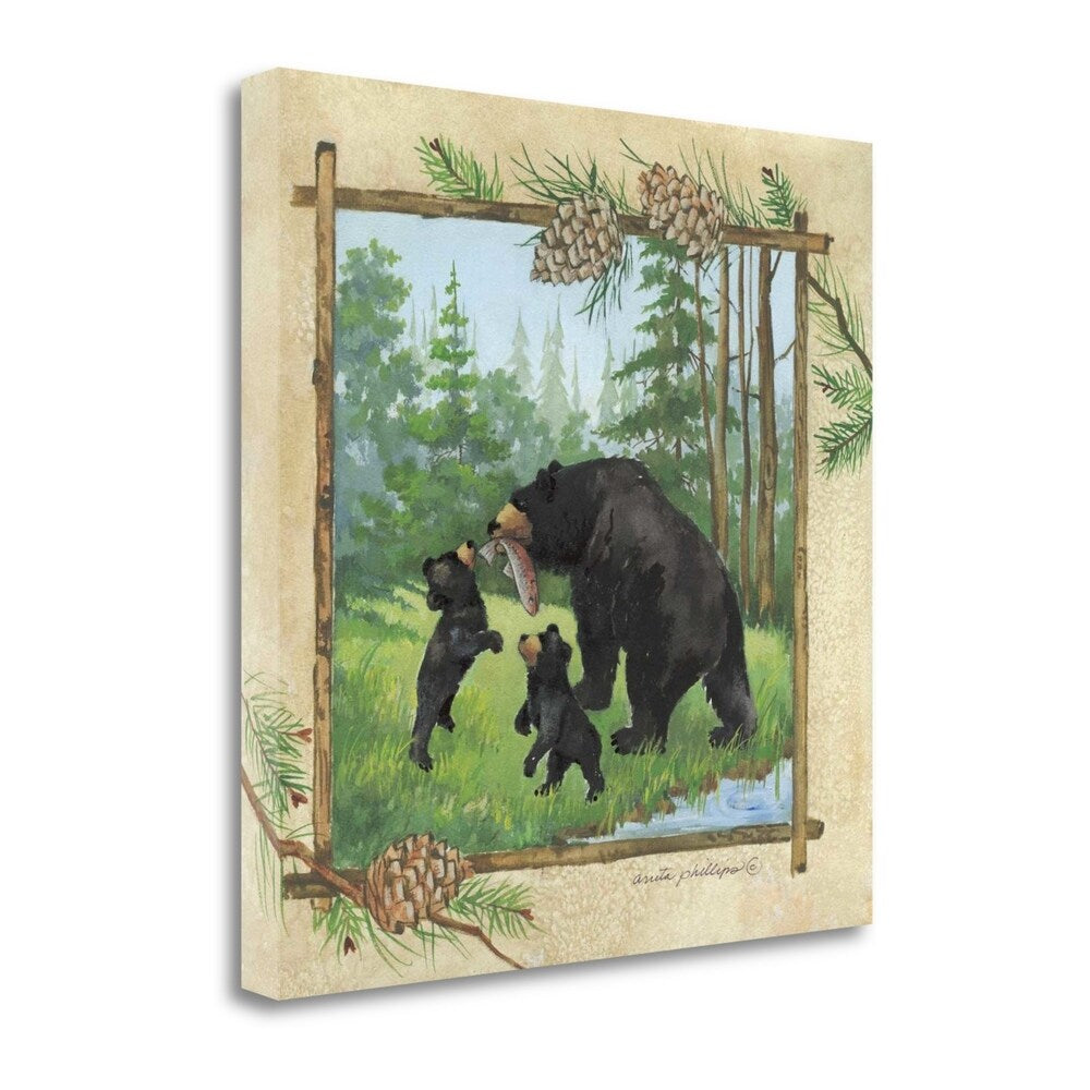 Black Bears III By Anita Phillips - Premium Giclee Fine Art Print on Gallery Wrapped Canvas, Ready to Hang Wall Decor for Living Room, Bedroom & Office