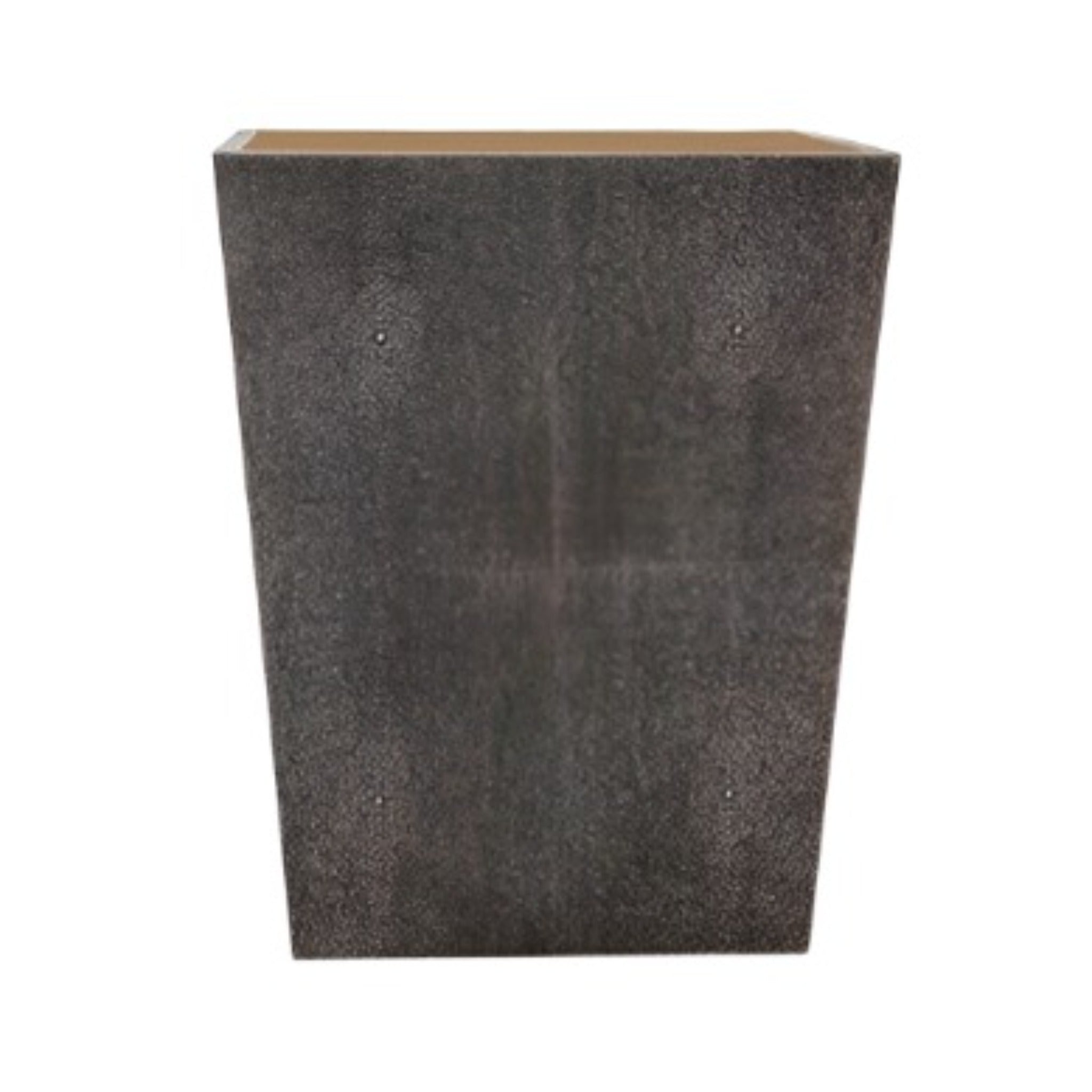 Crosby Rectangular Faux Shagreen Wastebasket - Dark Mushroom Trash Can for Office, Bathroom & Bedroom | Stylish Home Decor Bin with Durable Design