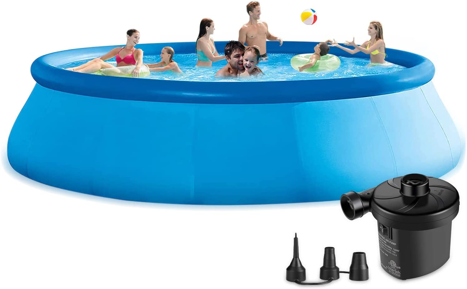 12ft x 30in Inflatable Swimming Pool for Adults & Kids - Easy Set Up Round Above Ground Blow Up Pool with Air Pump - Perfect for Backyard, Garden, Outdoor Family Fun and Summer Relaxation