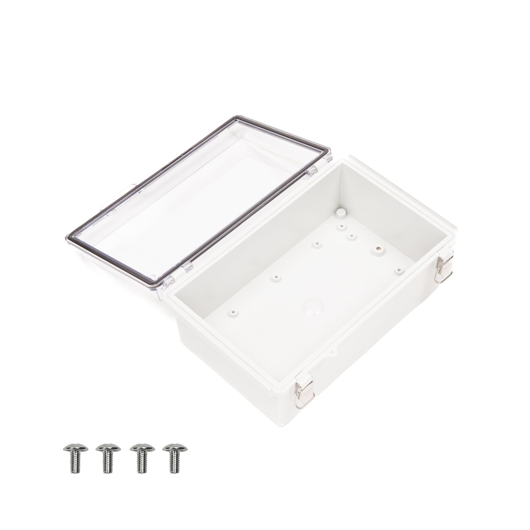 Boxco P Series 6.69x10.63x4.33 Inch (170x270x110mm) Waterproof Plastic Enclosure - IP67 & IK08 Rated ABS Case with Transparent Cover, Molded Hinge & Latch - Ideal for Outdoor Electronics, Industrial Equipment & DIY Projects