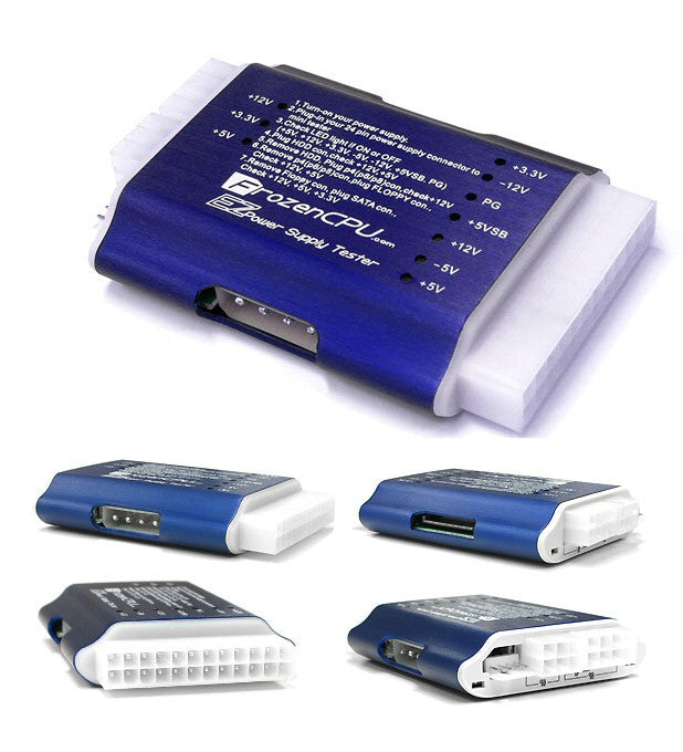 ATX 2.0 Power Supply Tester - 20/24 Pin ATX, SATA, P4, Xeon, PCI-E, Floppy & 4 Pin Connector - PC Power Supply Diagnostic Tool for Computer Repair & Maintenance