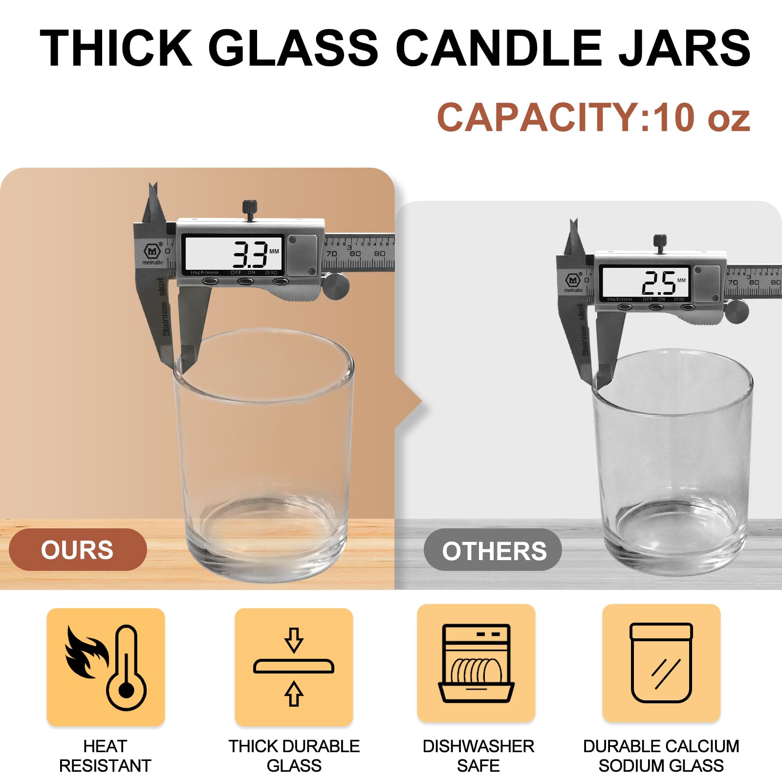 10 oz Thick Clear Candle Jars with Wood Lids - 15 Pack Empty Candle Making Containers for DIY Candles, Wax Melts & Home Decor - Perfect for Gifts, Wedding Favors & Aromatherapy