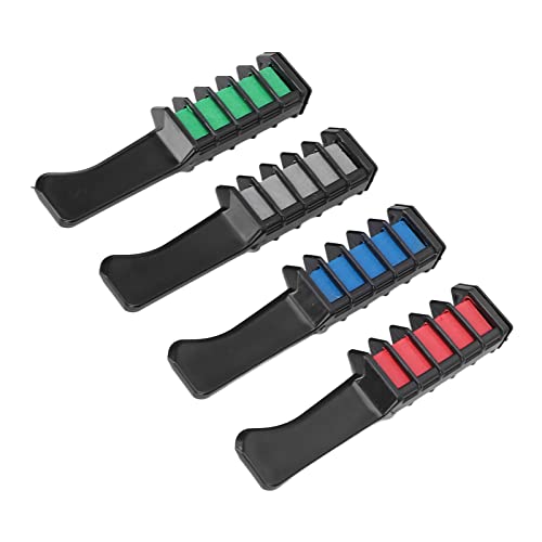 Vibrant Temporary Hair Chalk Set - 4 Bright Colors (Grey, Rose Red, Blue & Dark Fluorescent Green) for Women & Girls - Perfect for Parties, Raves, Festivals & Friend Gatherings