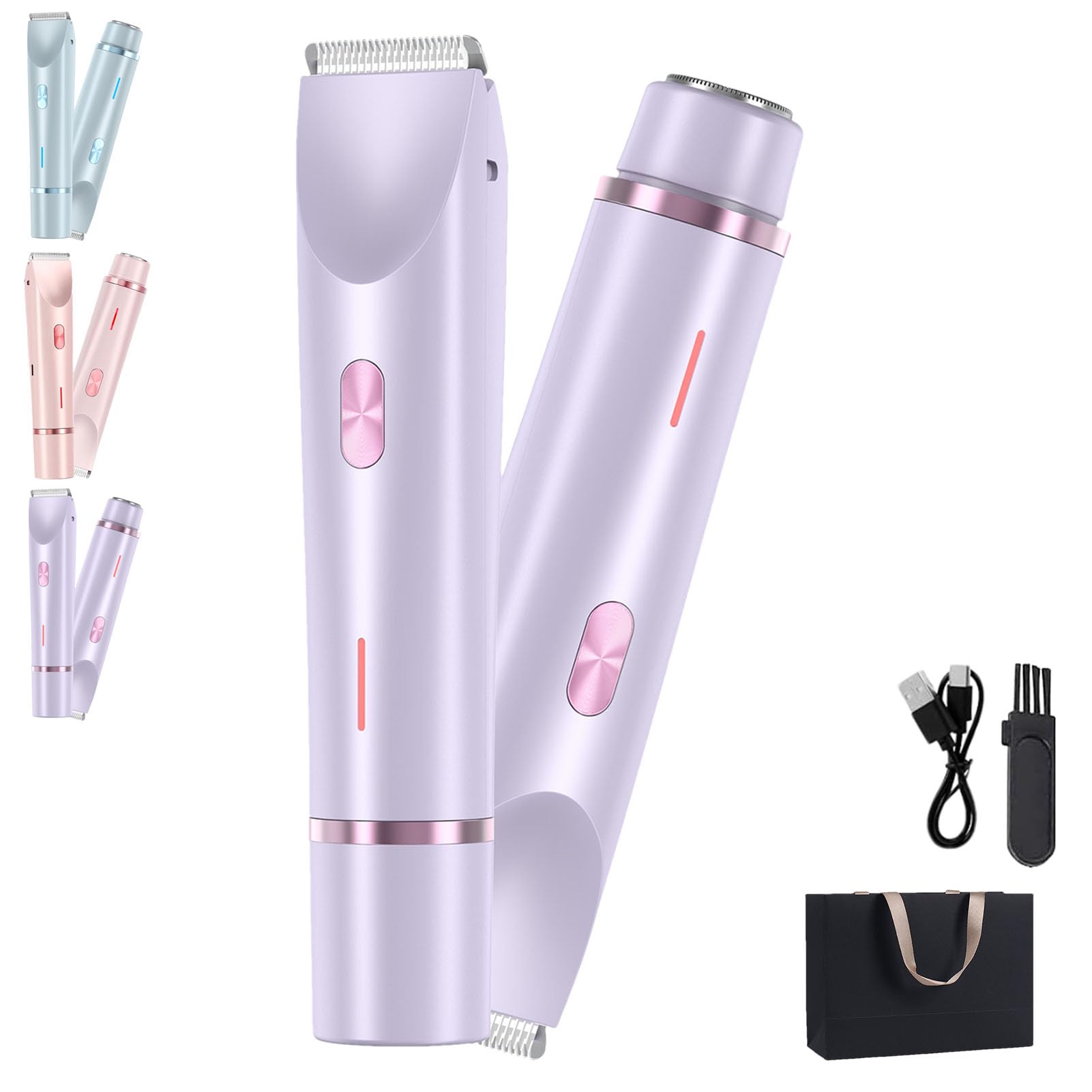 Ezme Trimmie 2.0 - 2-in-1 Electric Shaver & Bikini Trimmer for Women, IPX7 Waterproof Cordless Body Hair Remover, Portable Travel Razor (Purple) - Perfect for Smooth Skin at Home, Gym & Vacation