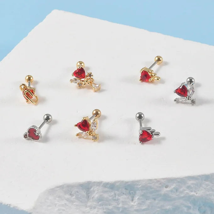 20G Cartilage Earrings - Angel Heart Conch Earrings & Devil Ear Cuffs for Women | DL056 | Perfect for Piercing Jewelry, Daily Wear & Unique Gifts