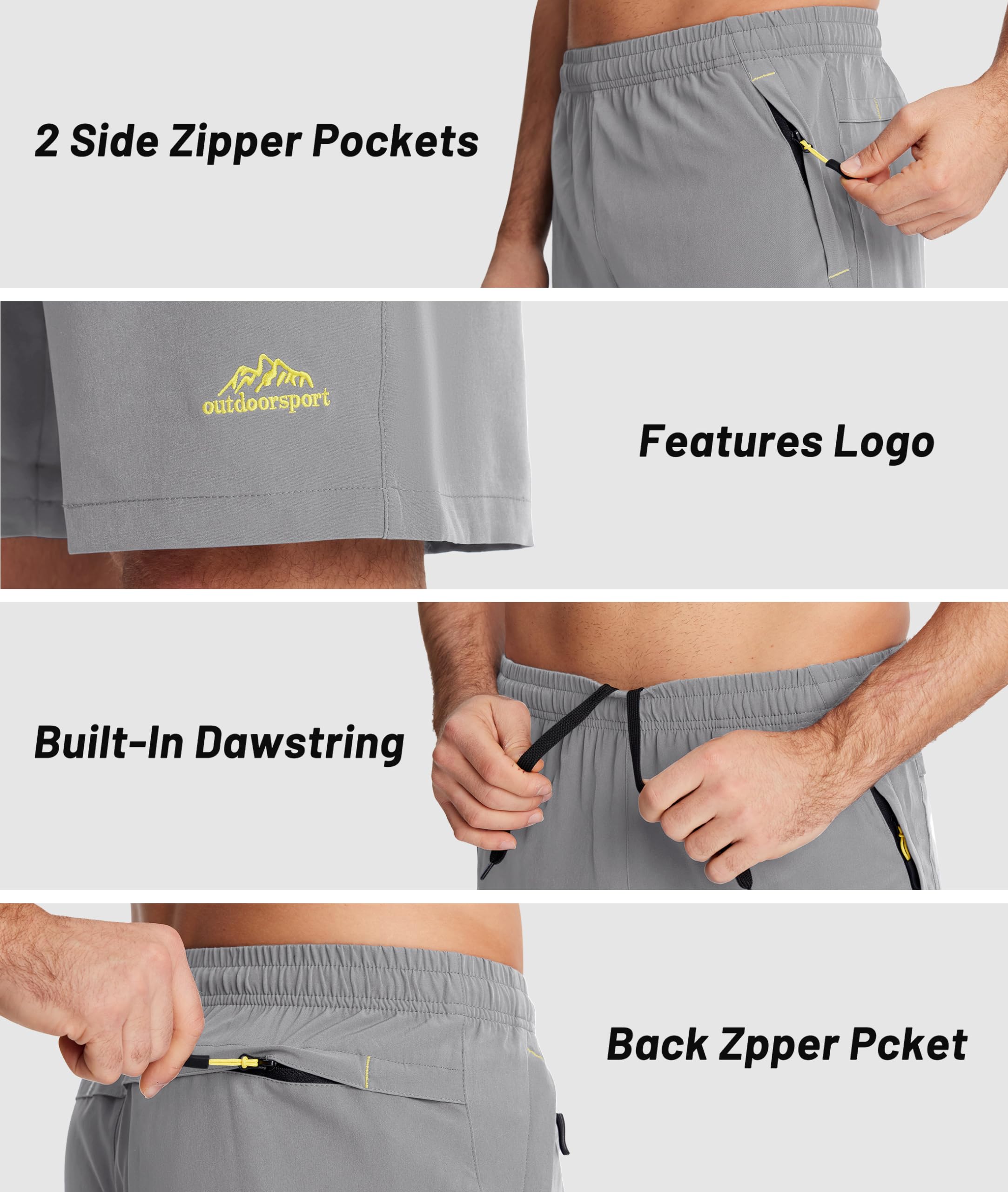 BIYLACLESEN Men's Athletic Workout Shorts - Lightweight Quick Dry Gym Running Shorts with Zip Pockets - Perfect for Summer Training, Jogging & Outdoor Activities