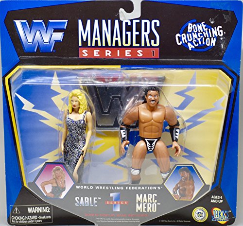 Vintage 1997 WWF Jakks Pacific Managers Series 1 Wrestling Action Figures - Sable & Marc Mero Collectible Toy for WWF Fans | Perfect for Display, Gifts, and Wrestling Memorabilia Collections