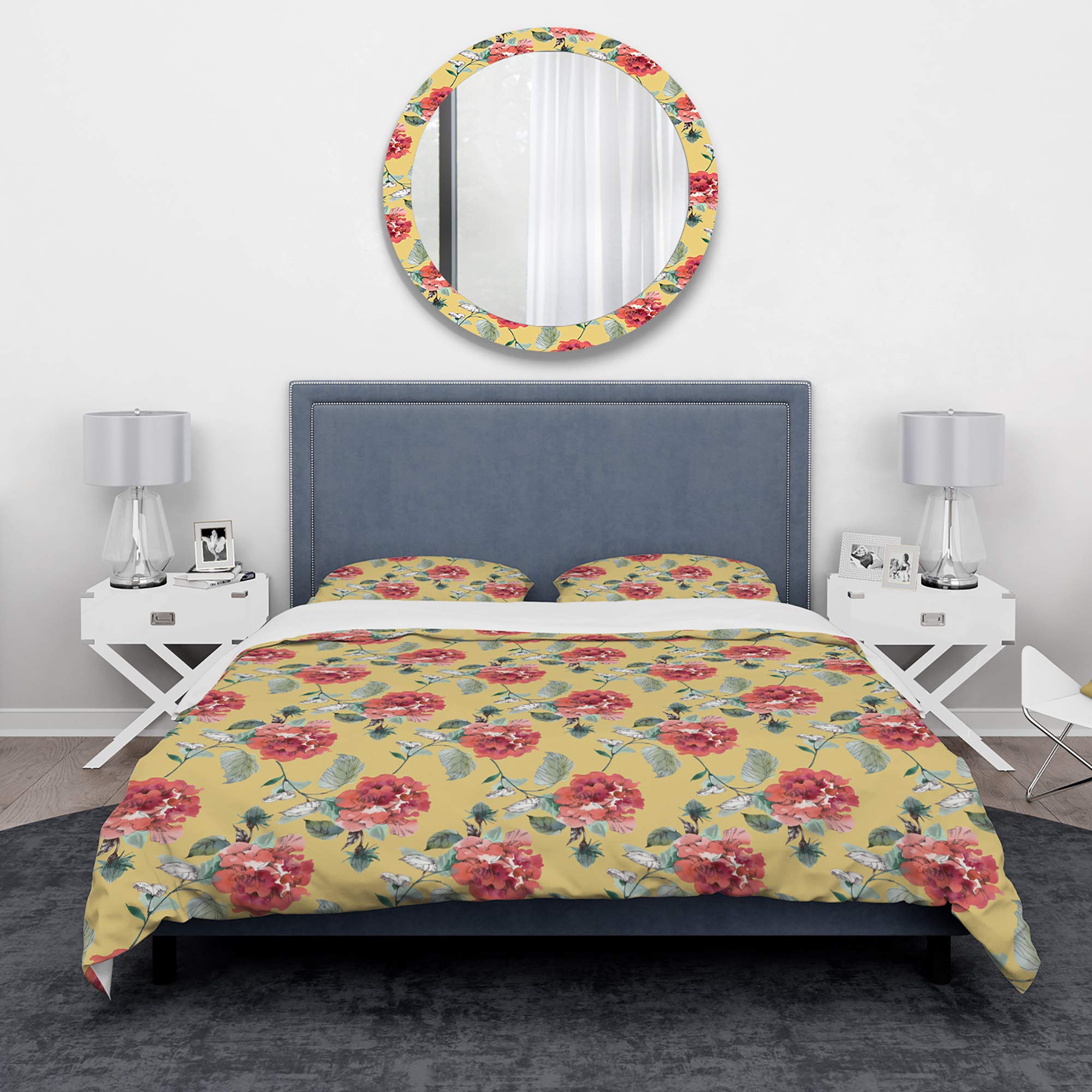 Nautical Floral Duvet Cover Set King - Coastal Bedding for All Seasons
