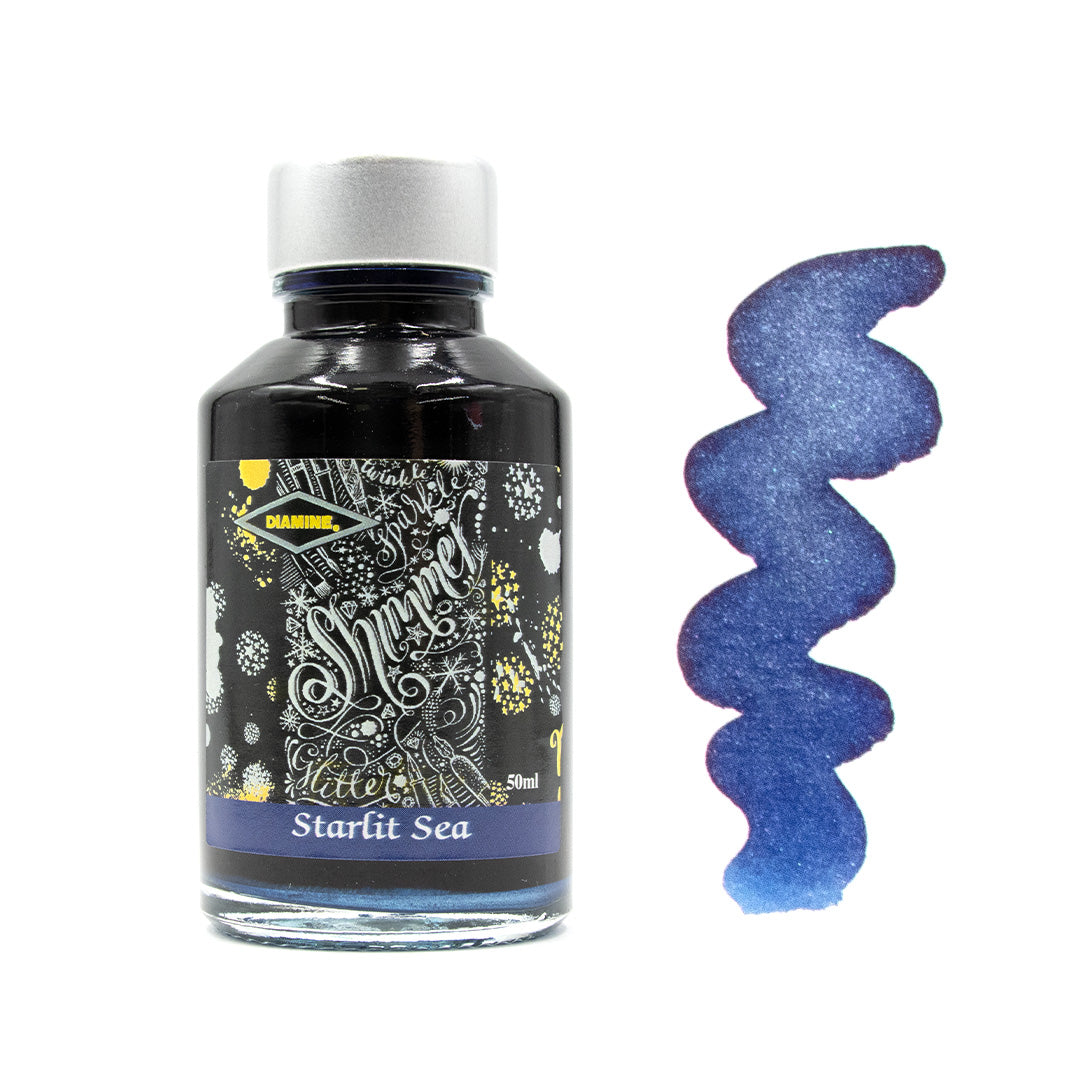 Diamine Shimmering Ink 50ml - Metallic Calligraphy & Fountain Pen Ink for Artistic Writing, Journaling, and Creative Projects