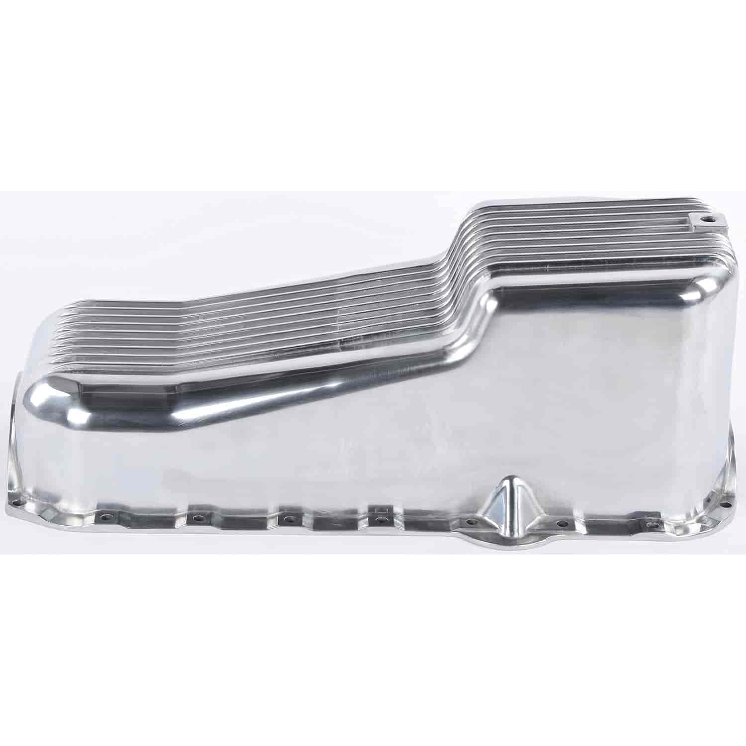 JEGS 50203 High Performance Finned Aluminum Oil Pan - Universal Fit for Cars & Trucks - Improves Engine Cooling & Oil Capacity - Ideal for Racing, Off-Road & Performance Upgrades