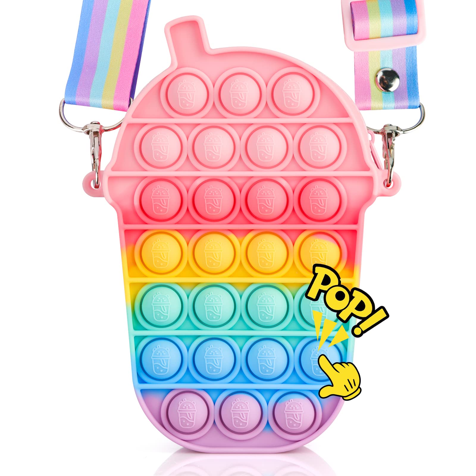 **Pop Shoulder Bag - Push The Bubble Crossbody Purse, Cute Juice-Shaped Silicone Handbag for Girls, Sensory Fidget Stress Relief Toy - Perfect for Birthday, Christmas Gifts & Party Favors (Great for School, Travel & Stress Relief)**