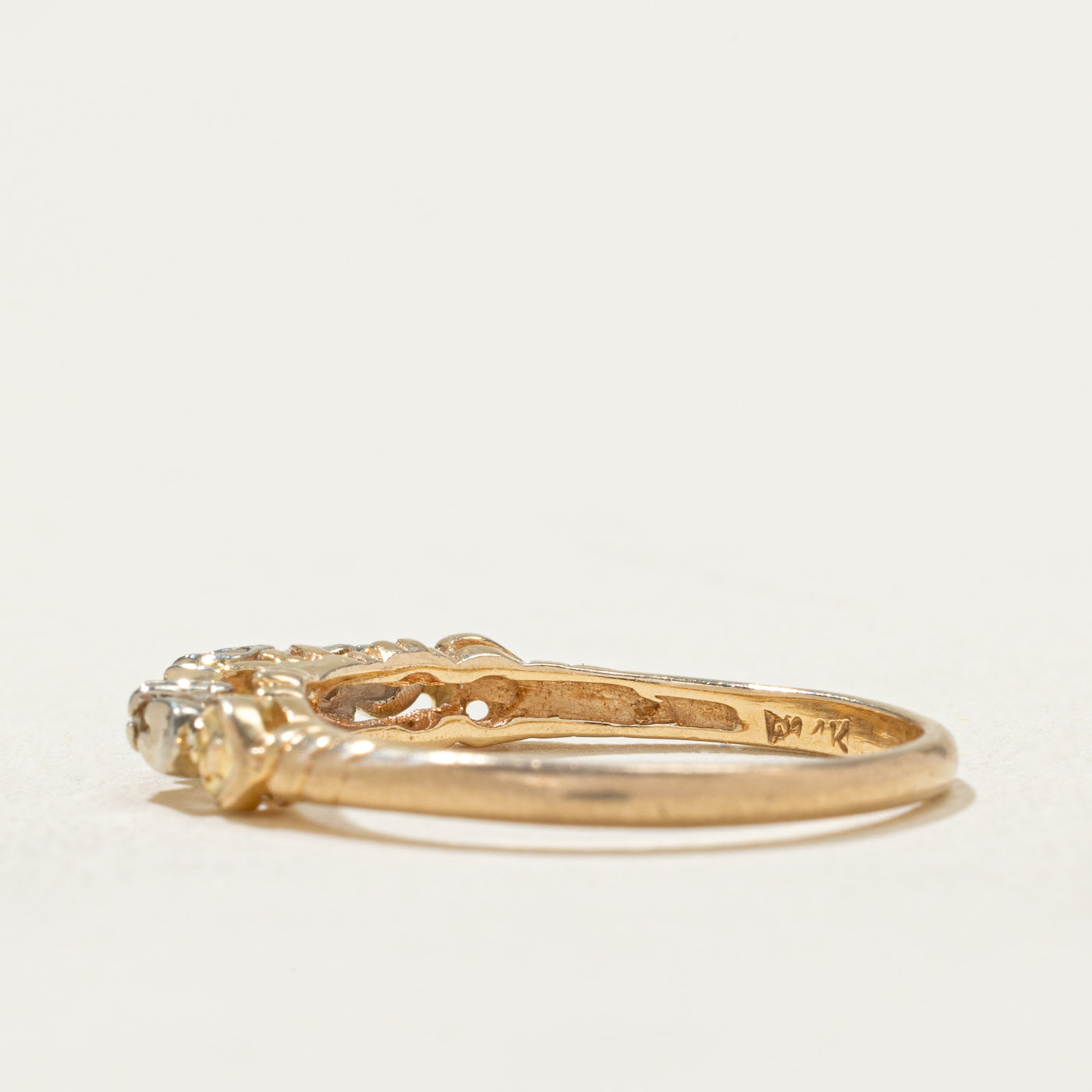 14K Gold Illusion Set Diamond Heart Engraved Ring | 0.05ctw | Size 6.25 | Perfect for Anniversary, Valentine's Day & Romantic Gifts
