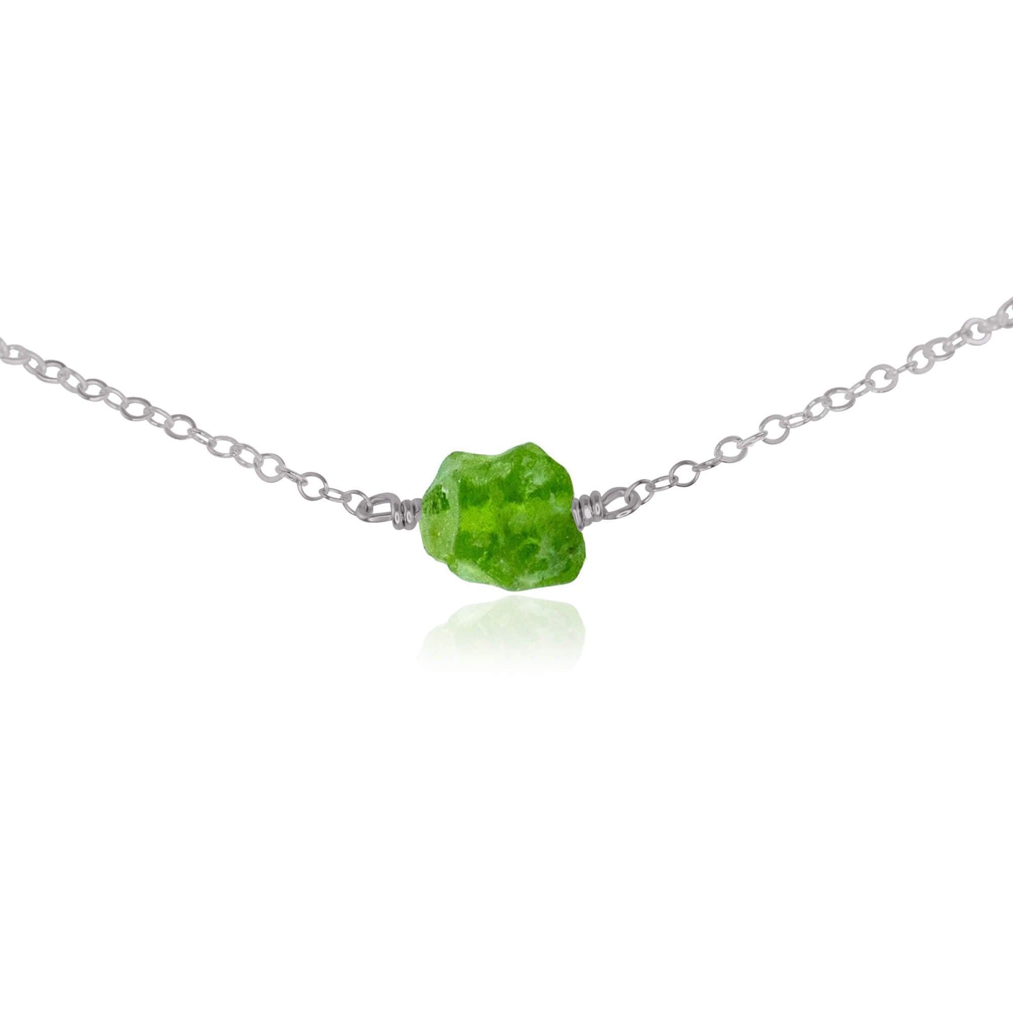 Natural Tiny Raw Peridot Crystal Nugget Choker Necklace - Dainty Bohemian Jewelry for Women, Perfect for Everyday Wear & Spiritual Healing