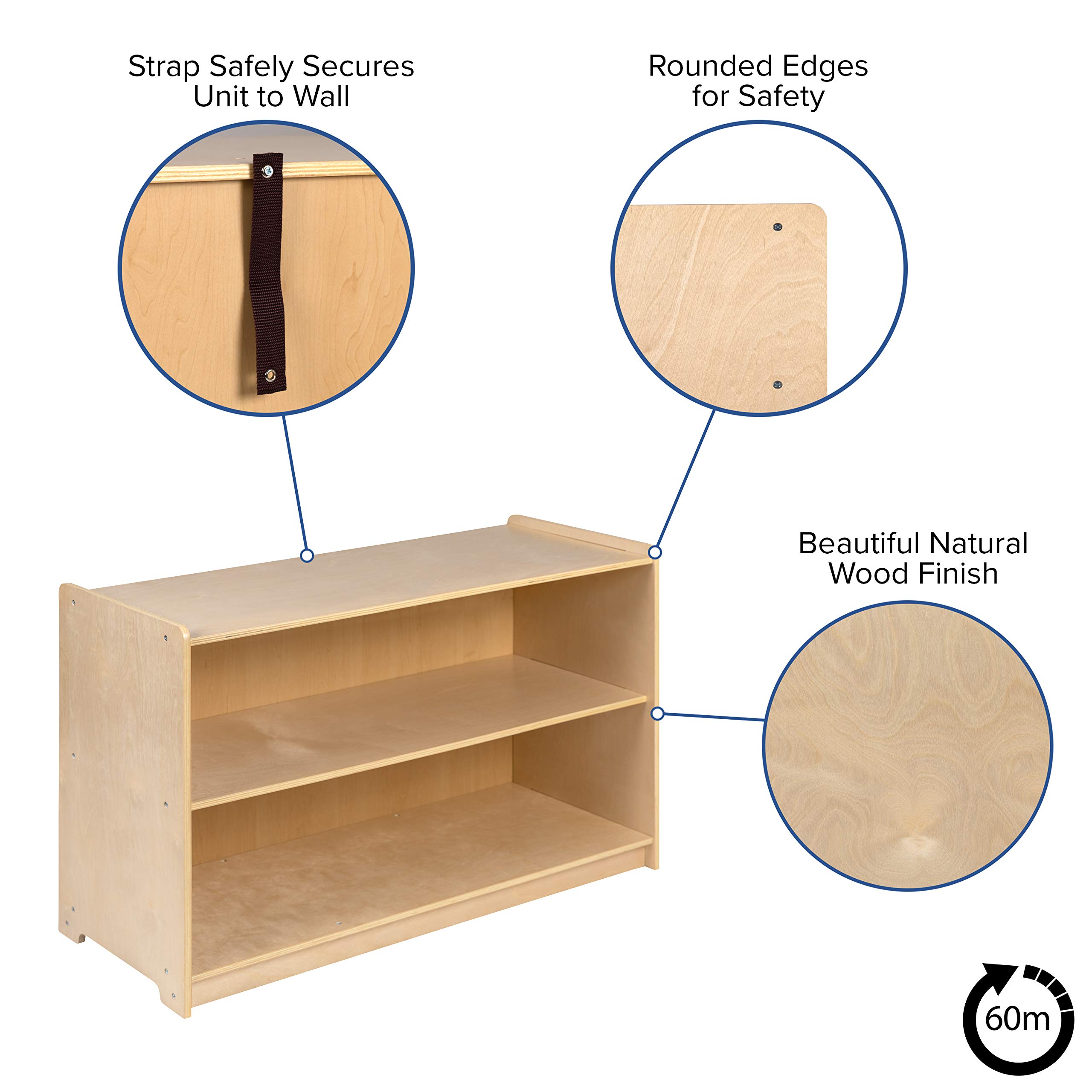 EMMA + OLIVER Wooden 2-Section School & Classroom Storage Cabinet - Organizer for Books, Supplies, Toys | Perfect for Teachers, Homeschooling & Office Organization