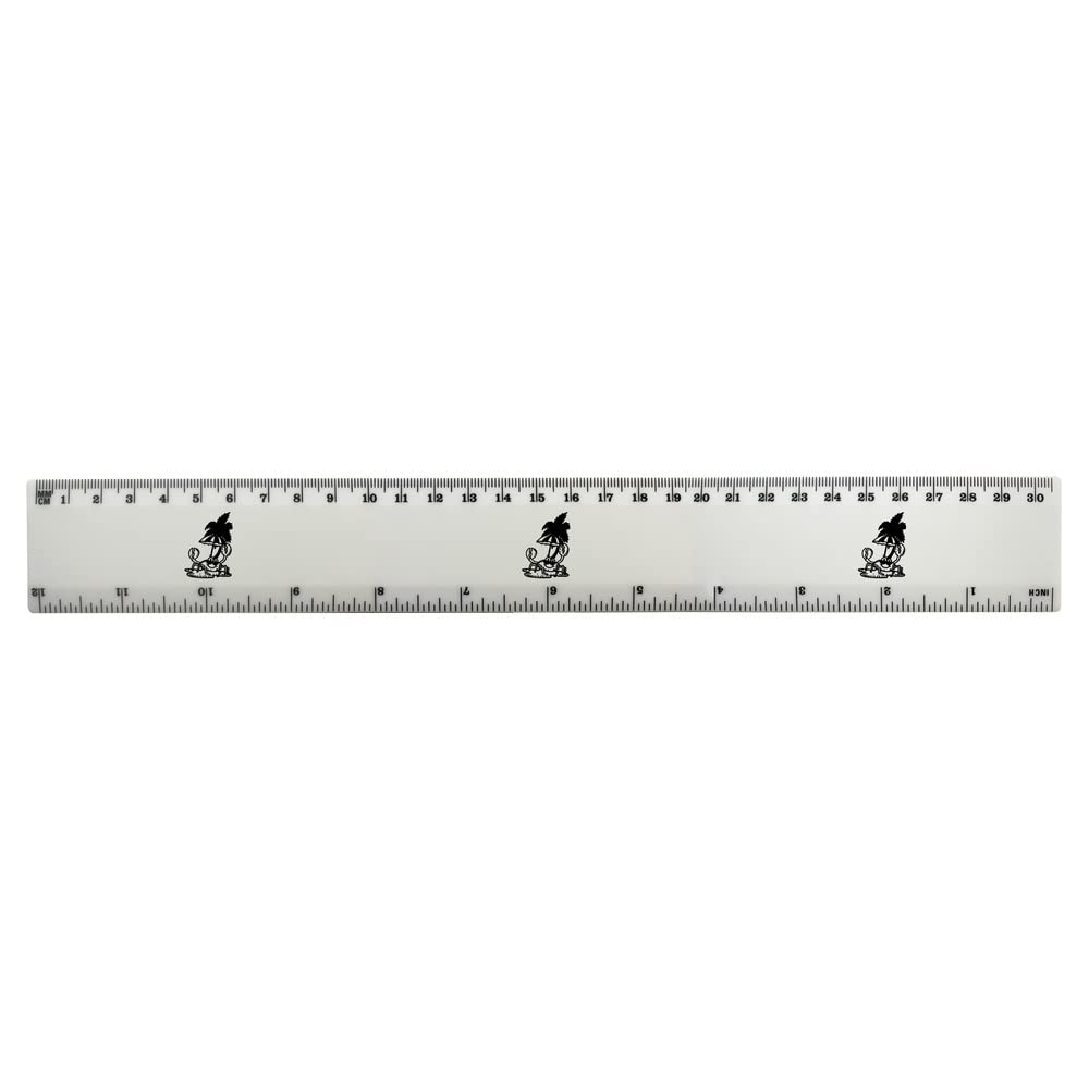 Azeeda Tropical Island Crab 12-Inch White Plastic Ruler - Fun School & Office Supplies for Kids, Beach Themed Classroom Decor, Measuring Tool for Arts & Crafts Projects