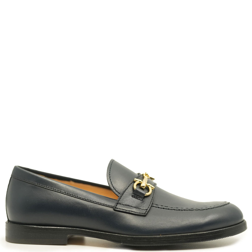 Rondinella Navy Blue Leather Buckle Dress Shoes for Men - Classic Formal & Business Attire - Perfect for Office, Weddings & Special Occasions