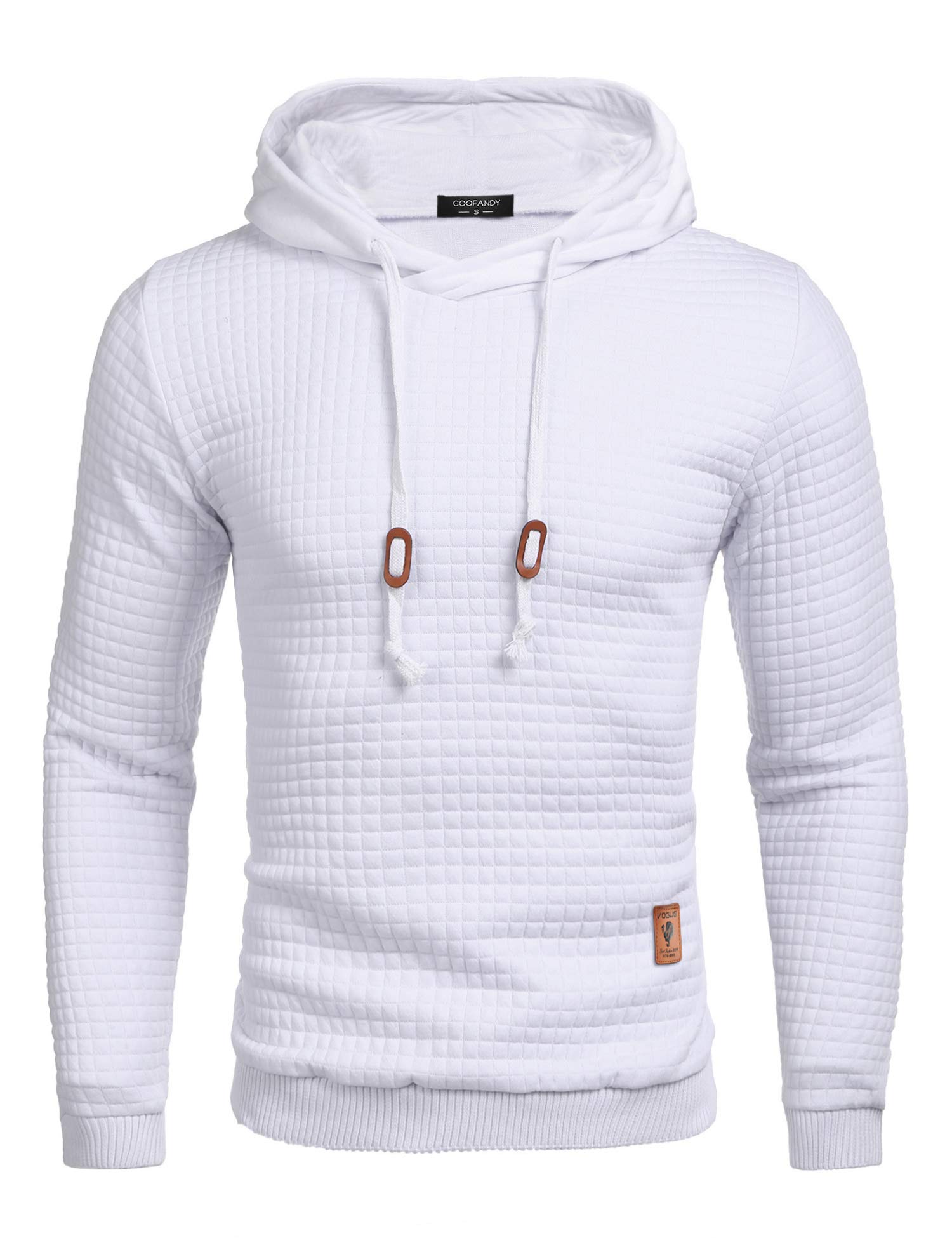 COOFANDY Men's Casual Hooded Sweatshirt - Long Sleeve Waffle Knit Pullover Hoodie with Drawstring for Fall Winter Outdoor Activities and Streetwear Fashion