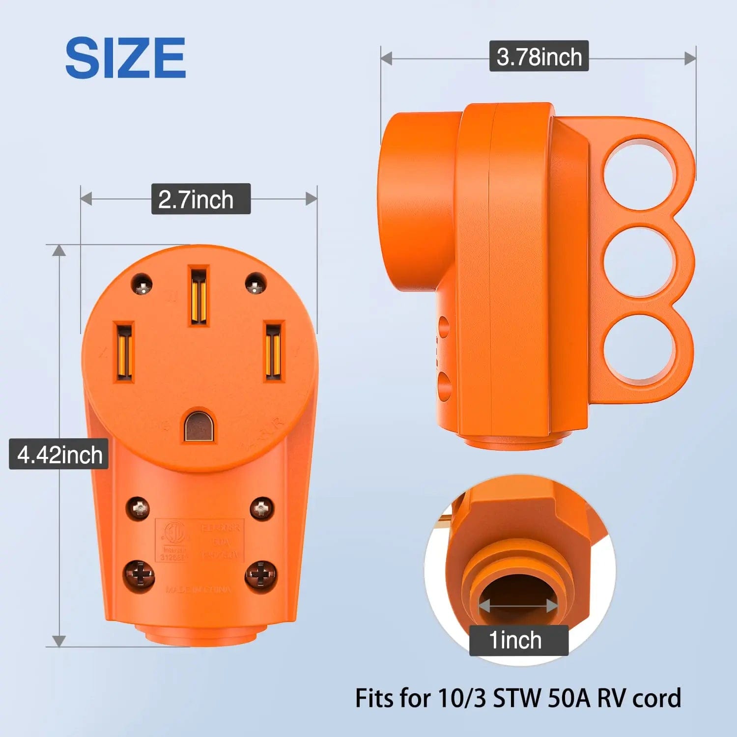 50 Amp RV Replacement Female Plug - Heavy Duty Power Inlet for Campers & RVs - Perfect for Outdoor Camping & RV Power Hookups