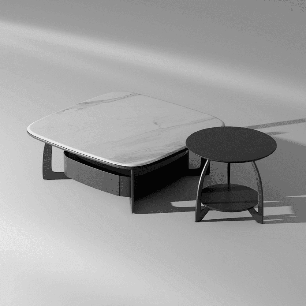 Finley Modern Marble Nesting Coffee Table Set - 2-Piece Round Side Tables for Living Room, Sofa, Lounge & Office - Elegant Home Decor & Functional Furniture