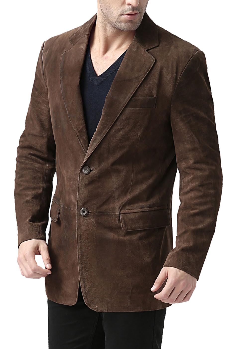 BGSD Men's Cliff 2-Button Suede Leather Blazer Jacket - Slim Fit Sport Coat for Business & Casual Wear | Available in Big & Tall, Regular & Short Sizes | Perfect for Office, Weddings & Date Nights