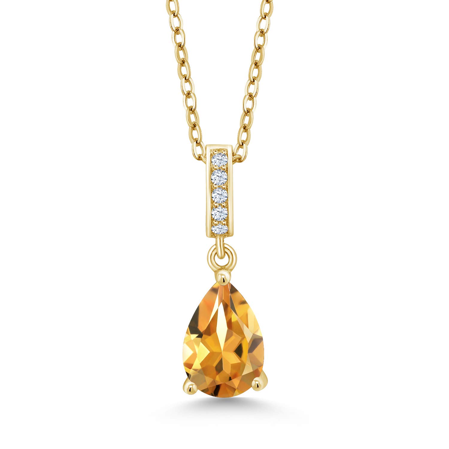 1.12Ct Pear Citrine Pendant 18K Gold Plated - Elegant Jewelry Gift