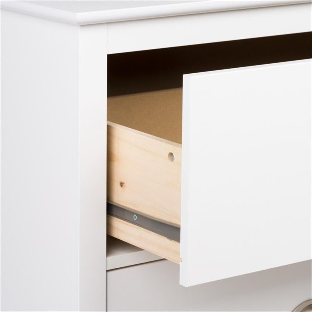 Pemberly Row Modern 2-Drawer White Nightstand - Bedside Table for Bedroom, Guest Room & Nursery - Compact Storage with Smooth Gliding Drawers