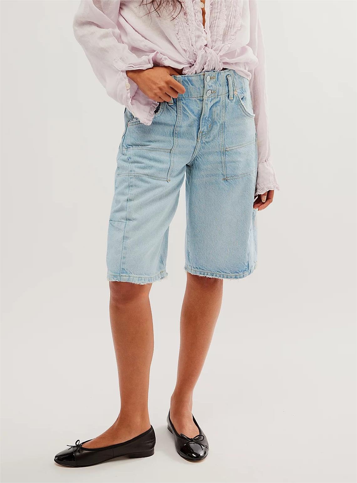 LifeShe Women's Denim Shorts - Casual Baggy Bermuda Jean Shorts with Low Waist & Barrel Leg Design | Perfect for Summer, Beach, Travel & Everyday Wear