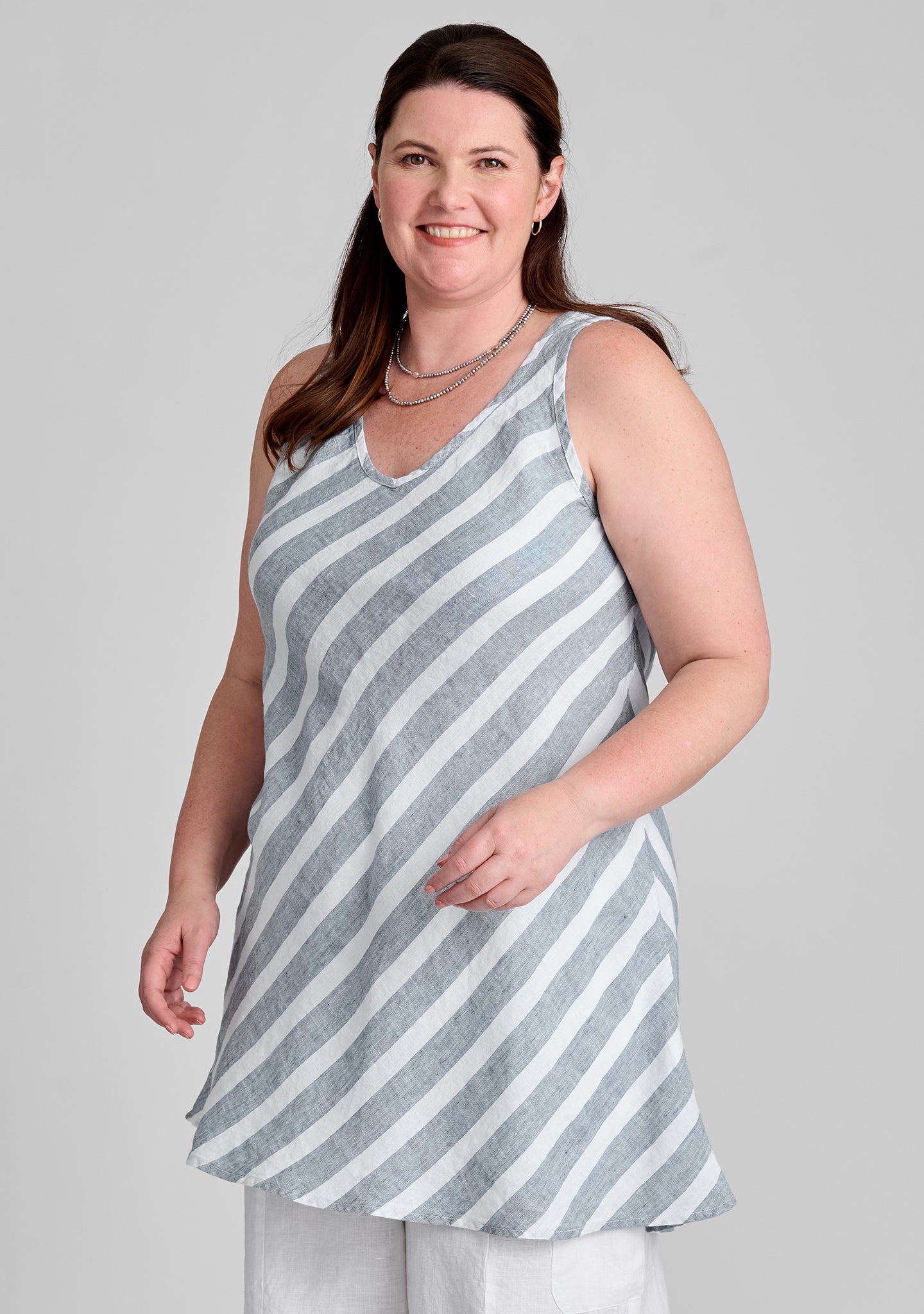 Two-Way Bias Tunic Linen Tank Top for Women - Breathable Summer Casual Wear for Beach, Office & Vacation Outfits