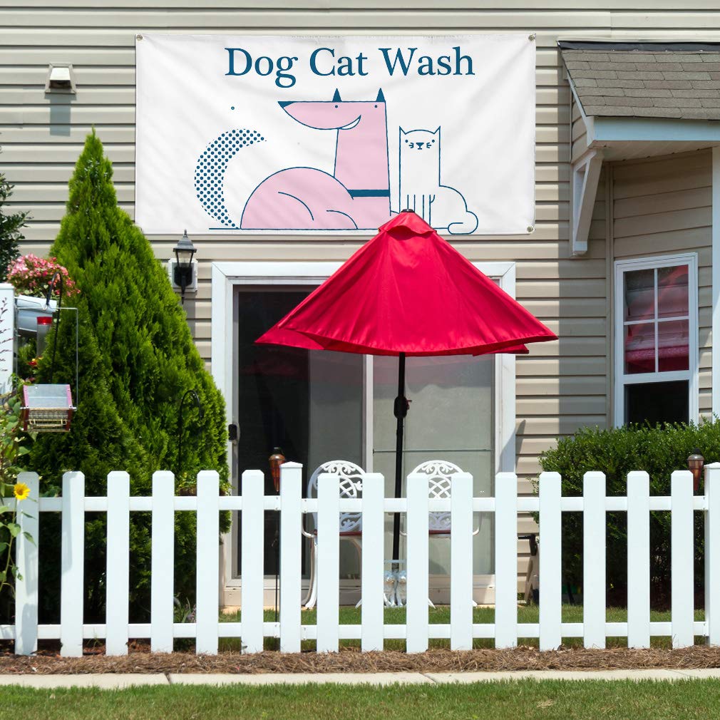 Durable Vinyl Banner for Outdoor Advertising - Weatherproof Dog & Cat Wash Sign with 8 Grommets (48x96 Inches) - Perfect for Business, Yard Signs & Industrial Use