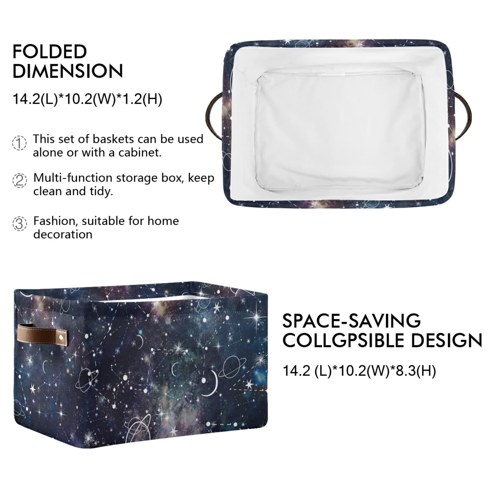 Galaxy Themed Storage Bin - Large Collapsible Canvas Storage Cube with Handles for Toys, Clothes & Home Organization | Perfect for Bedroom, Closet, Office & Kids Room (1 Pack)