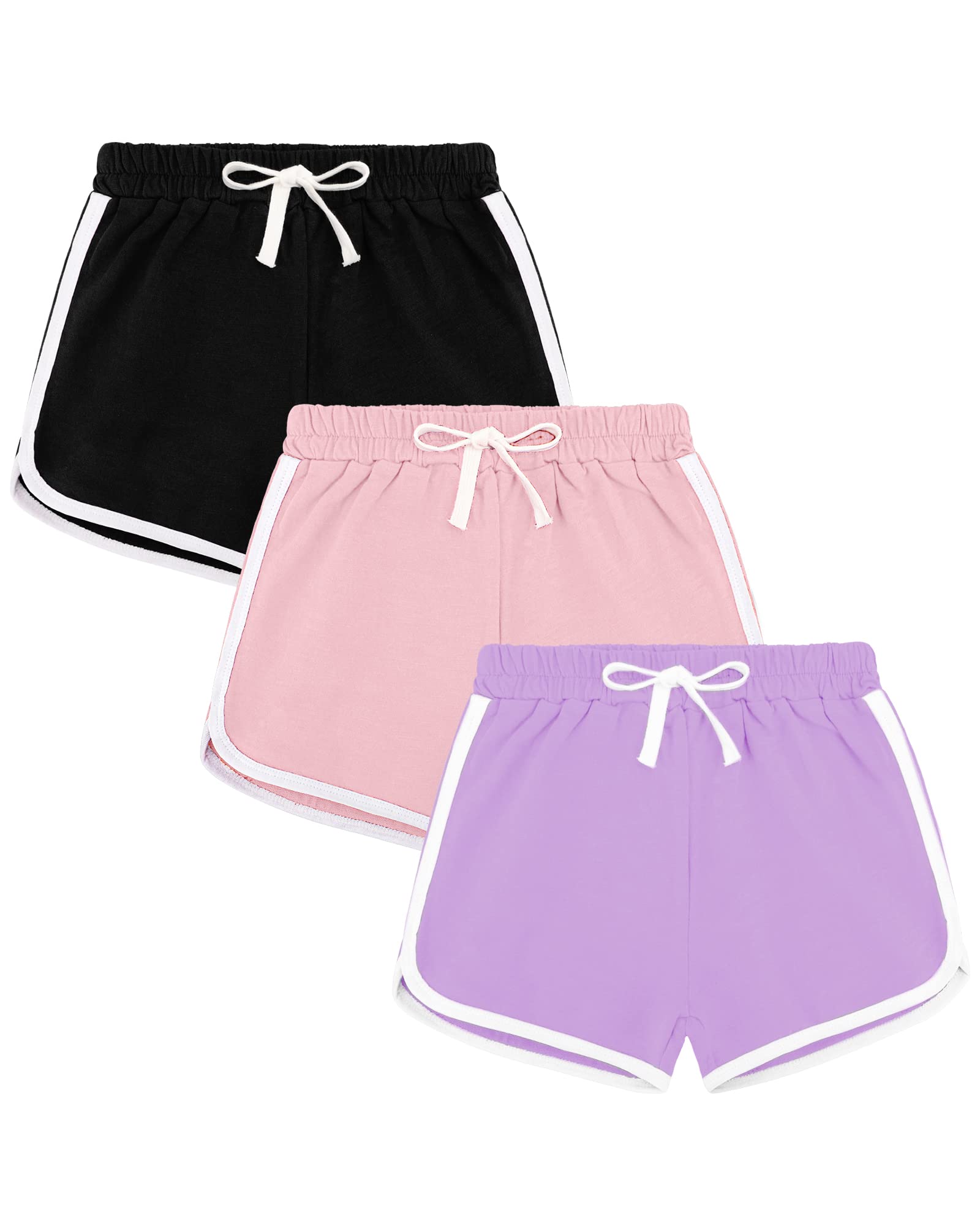 BOOPH 3-Piece Girls Athletic Shorts - Breathable Running Shorts with Dolphin Print - Perfect for Sports, Gym, and Outdoor Activities