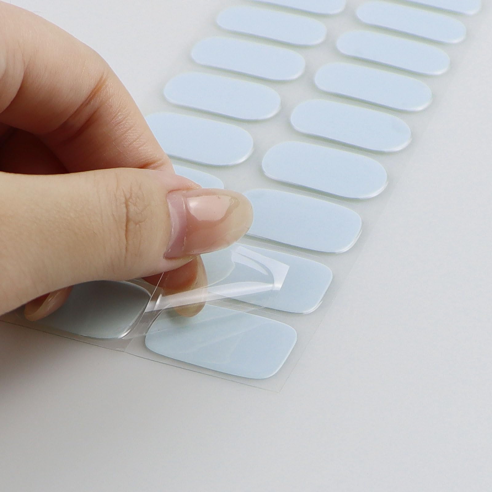 JMEOWIO Semi-Cured Gel Nail Strips - Cream Blue Nail Art Stickers for DIY Manicure | Long-Lasting Gel Nail Designs for Home Salon, Parties & Special Occasions