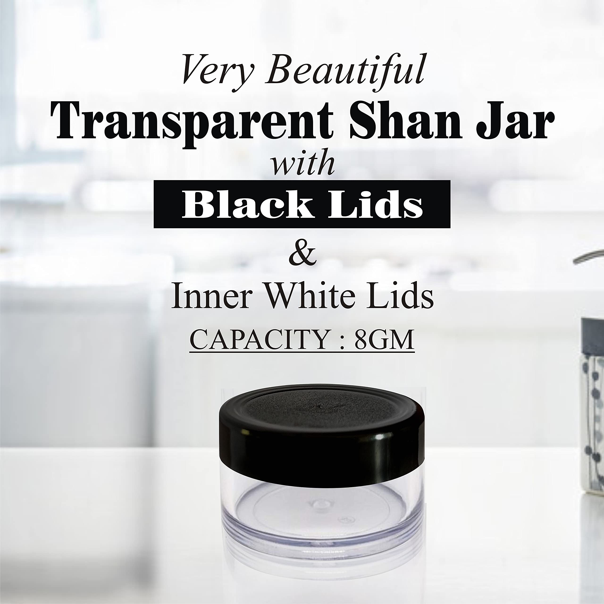 Premium Acrylic Cosmetic Jars - 8g Empty Transparent Containers with Black Cap (Pack of 10) - Ideal for DIY Lip Balm, Creams, Salves & Travel-Size Beauty Products