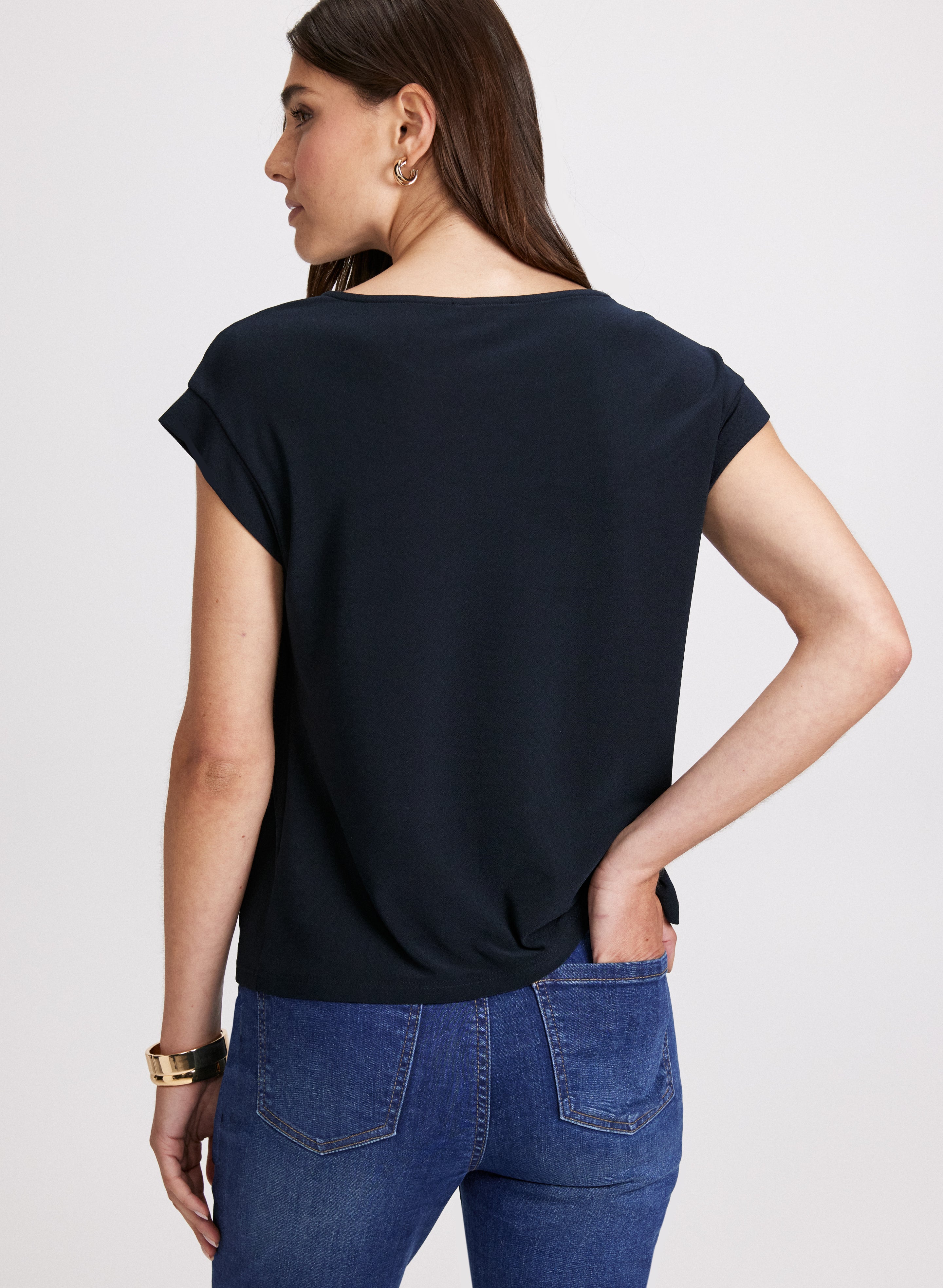 Button Shoulder Detail Top - Stylish Women's Blouse with Unique Button Accents for Casual & Office Wear
