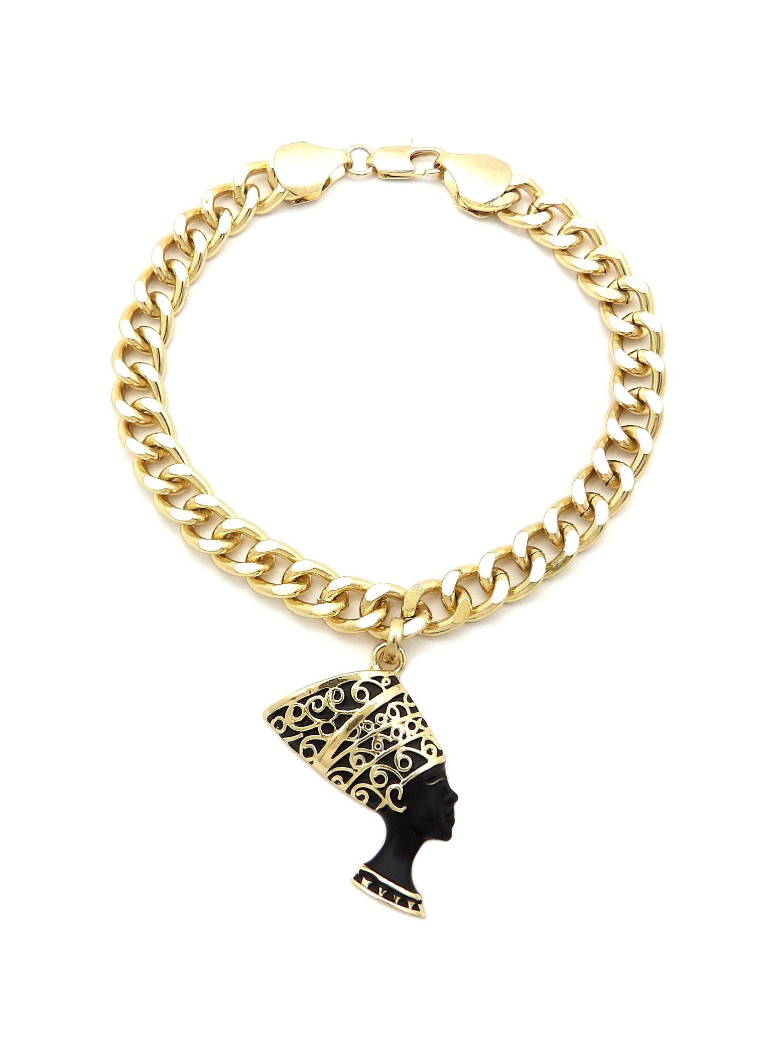 Egyptian Ankh & Nefertiti Charm Anklet - 9.5