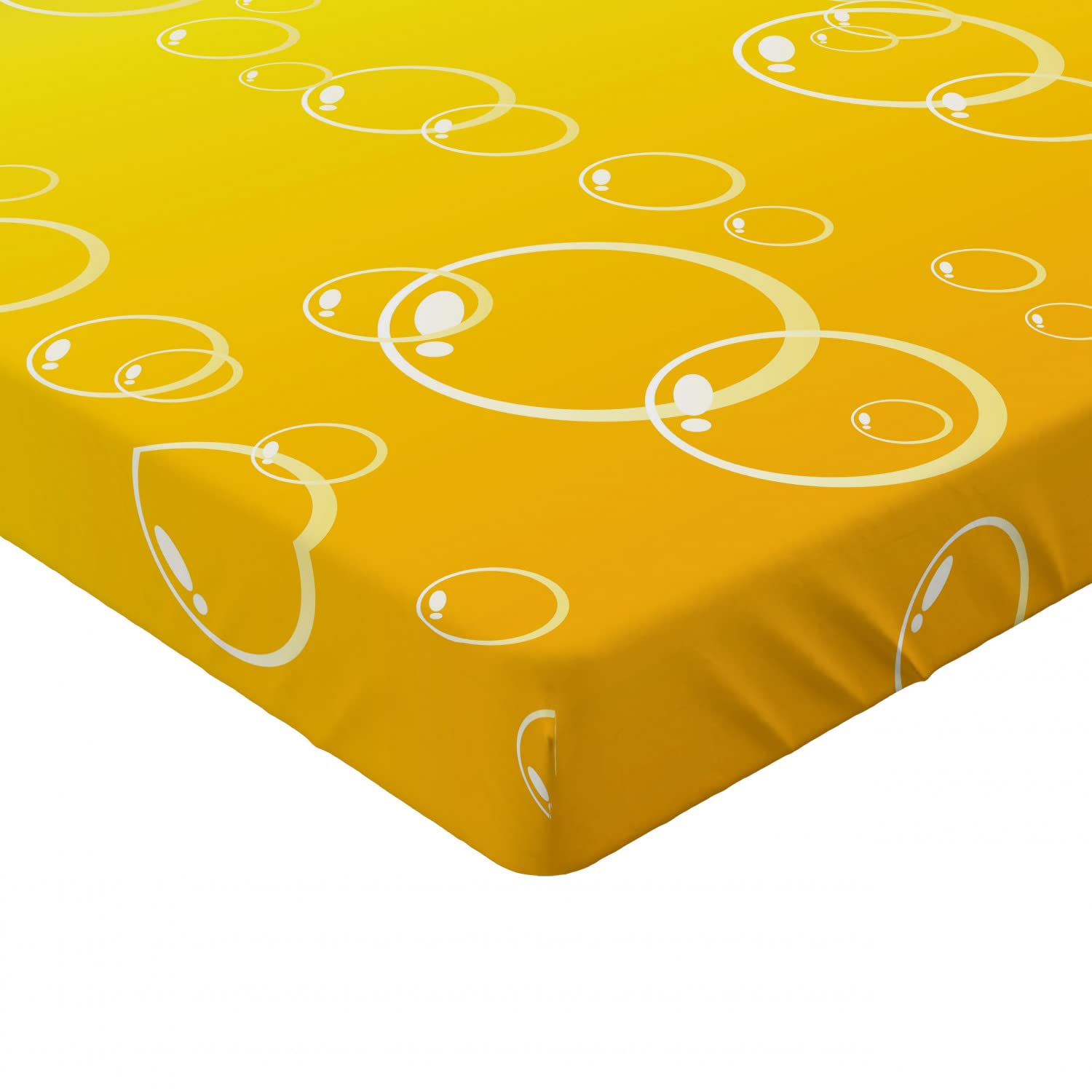 Ambesonne Abstract Fitted Sheet - Bubbles & Beer Alcohol Drink Design, Deep Pocket Elastic Queen Size Bed Sheet in Yellow & White | Perfect for Dorm Rooms, Guest Beds & Modern Home Decor