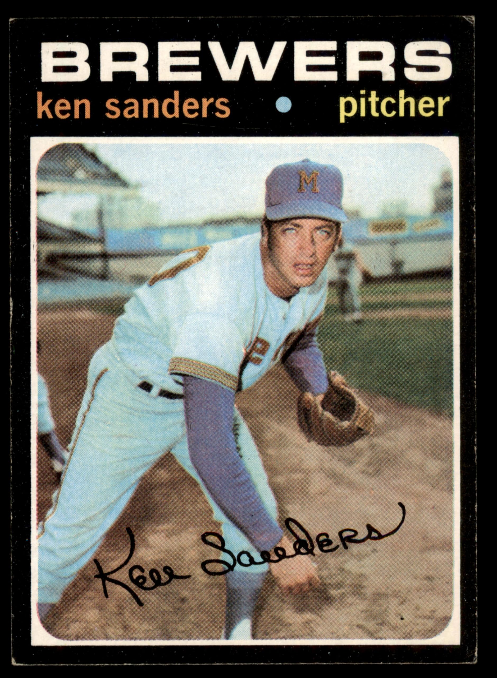 1971 Topps #116 Ken Sanders Milwaukee Brewers Baseball Card - EX Condition | Vintage MLB Collectible for Sports Memorabilia & Trading Card Collections