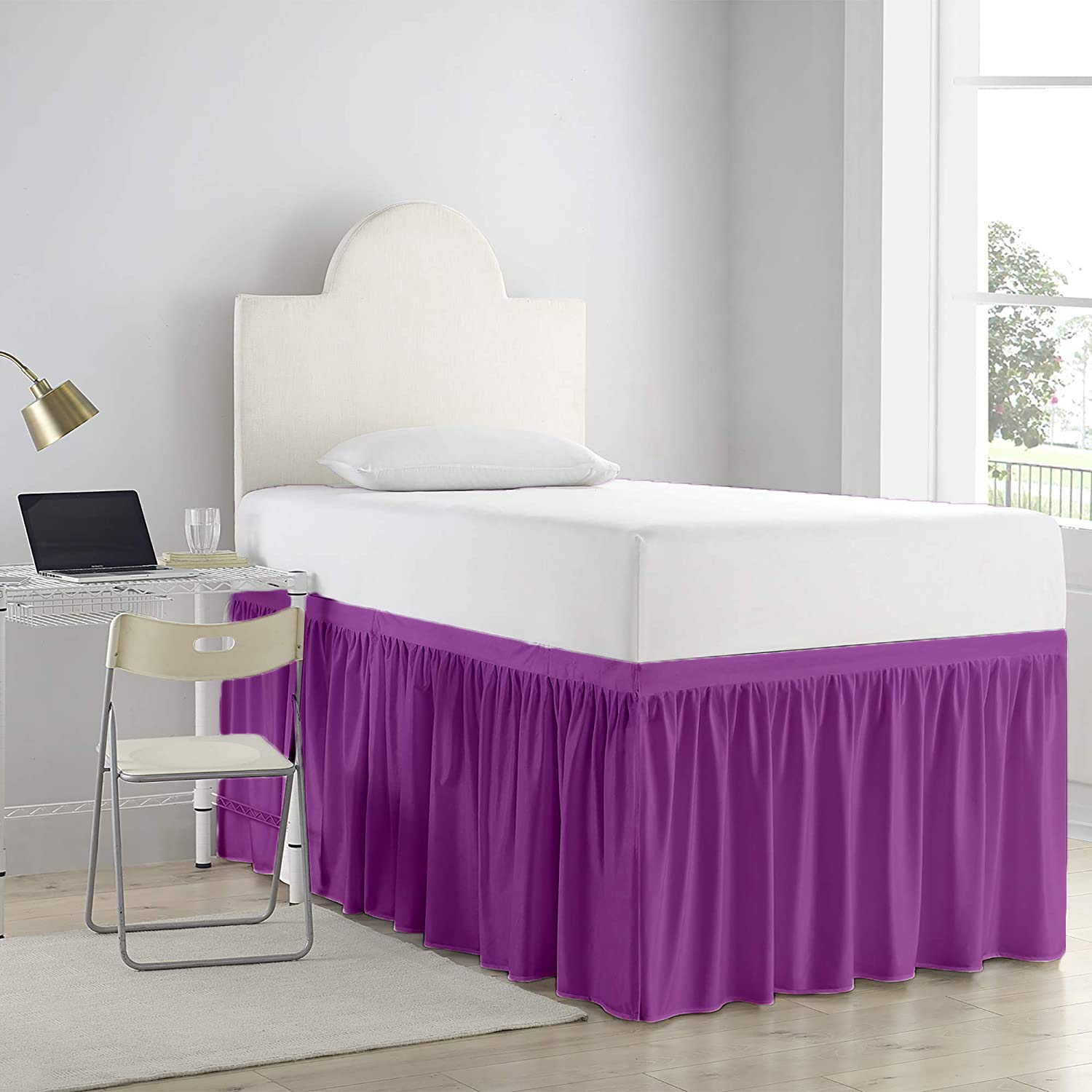 Ruffled Dorm Bed Skirt for College Loft Beds | Twin XL Size 40