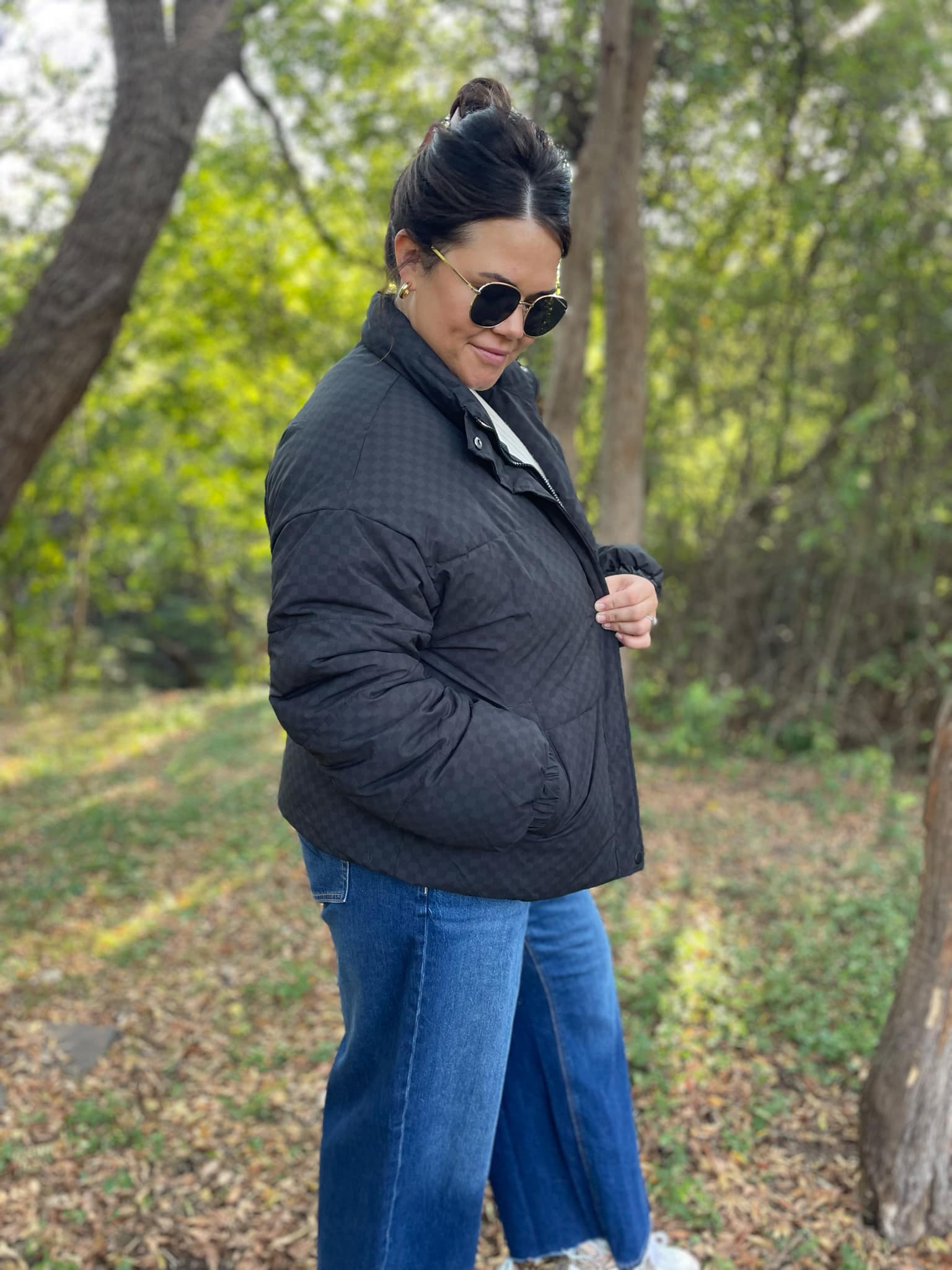 **Abbott Checkerboard Puffer Jacket – Warm Winter Coat for Men & Women | Water-Resistant & Lightweight | Perfect for Outdoor Activities, Skiing, and Casual Wear**