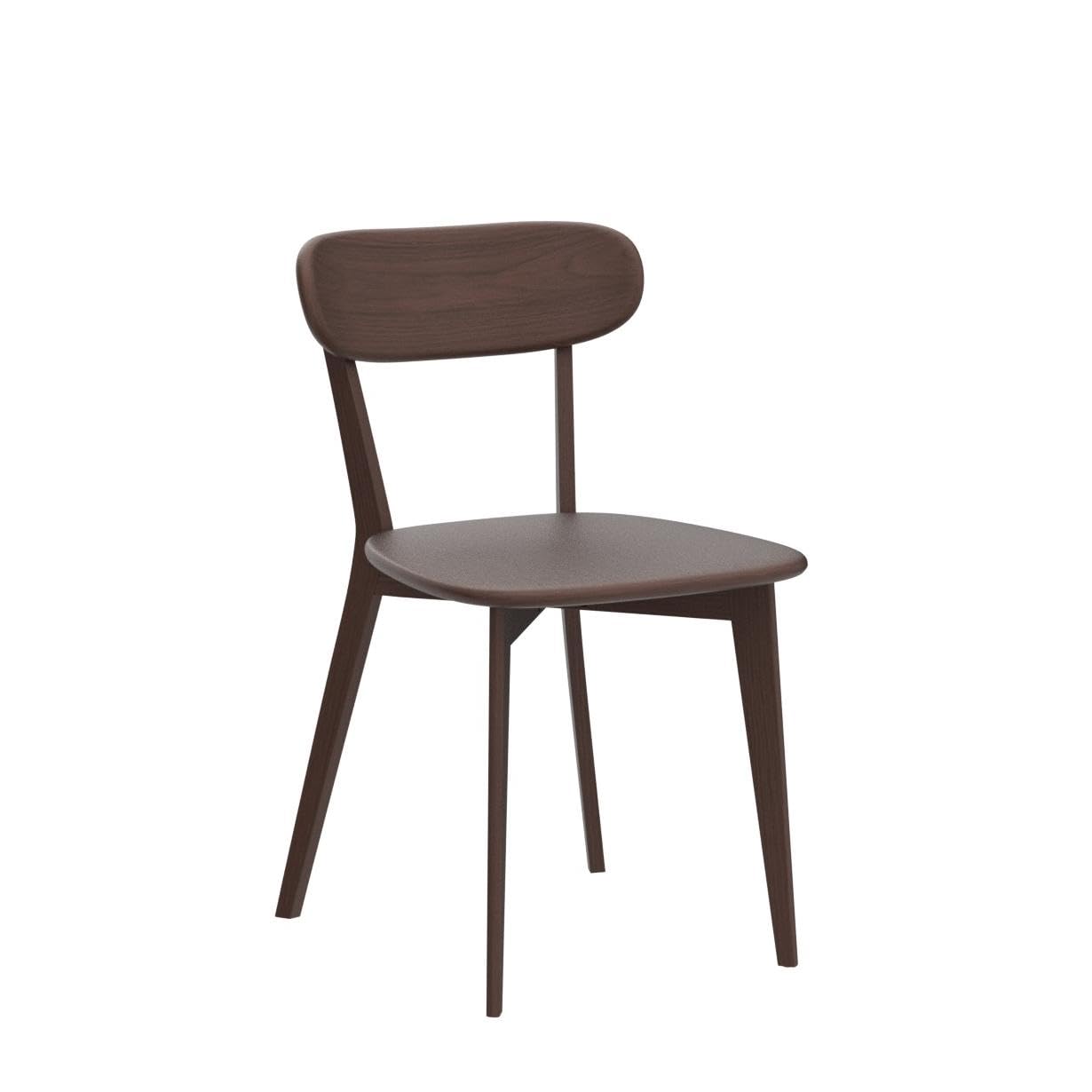 Mid Century Modern Oak Wood Dining Chairs - Set of 2 Walnut Kitchen & Dining Room Chairs with Comfortable Curved Backrest - Perfect for Farmhouse, Scandinavian & Contemporary Home Decor