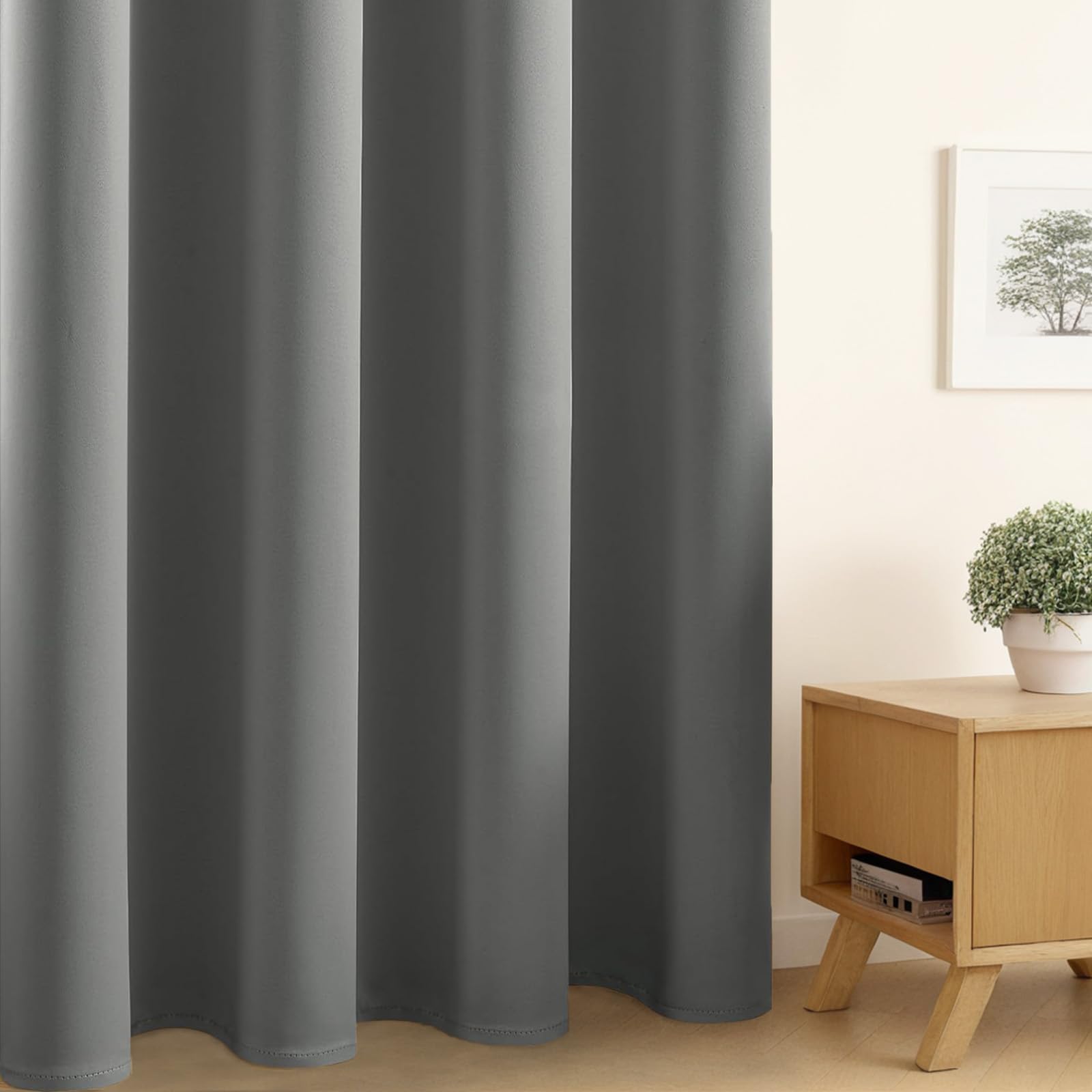Blackout Curtains for Small Windows - Thermal Insulated Room Darkening Drapes with Rod Pocket, Light Grey (52x45 Inch, Set of 2 Panels) - Perfect for Bedroom, Living Room & Home Theater