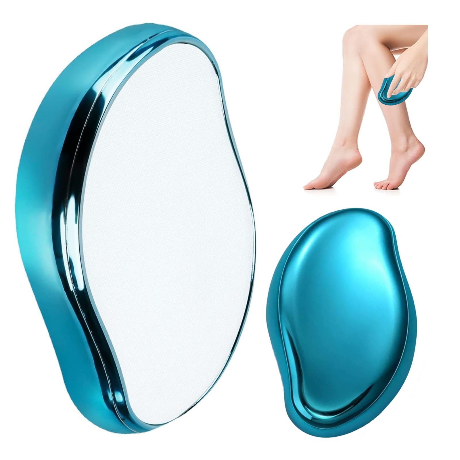 Reusable Crystal Hair Removal Tool for Women & Men - Painless Exfoliating Hair Eraser for Back, Arms, Legs | Perfect for Smooth Skin at Home, Salon, or Travel - Blue