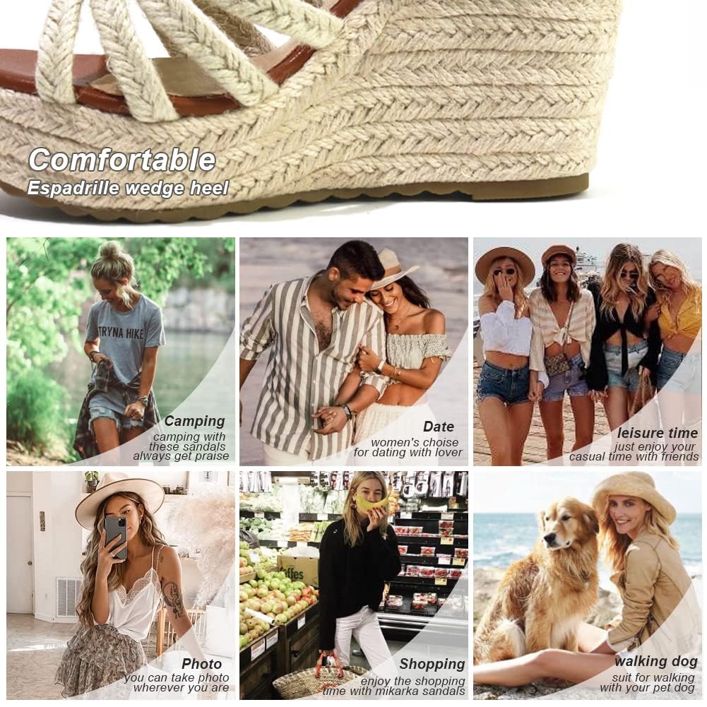 **Mikarka Women's Platform Ankle Strap Sandals – Open Toe Espadrille Wedge Sandals for Casual Summer Outings, Beach, and Vacation**